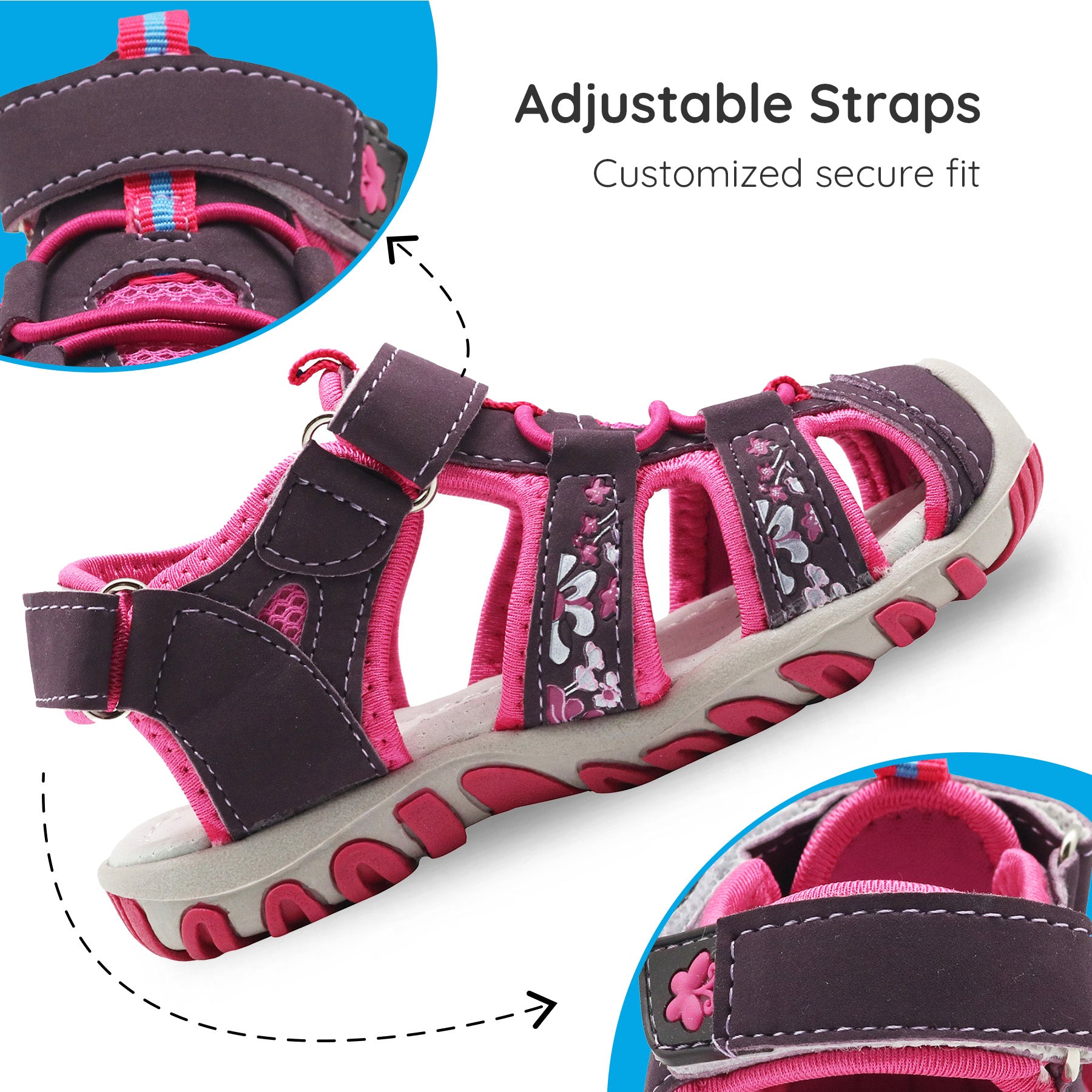 Apakowa Girls Sport Sandals with Arch Suppoer for Toddler Little Kid QDSFFAZ-Y607New-purple