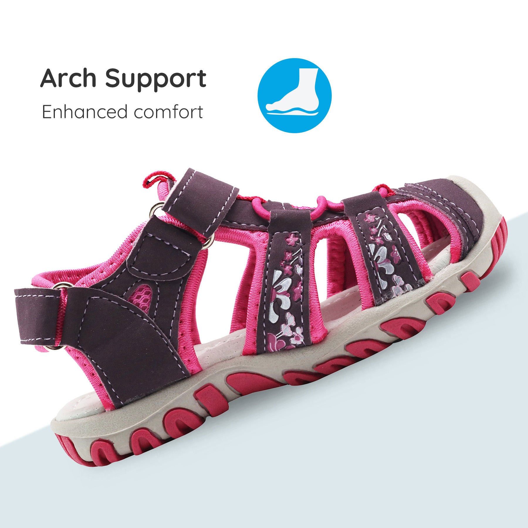 Apakowa Girls Sport Sandals with Arch Suppoer for Toddler Little Kid QDSFFAZ-Y607New-purple