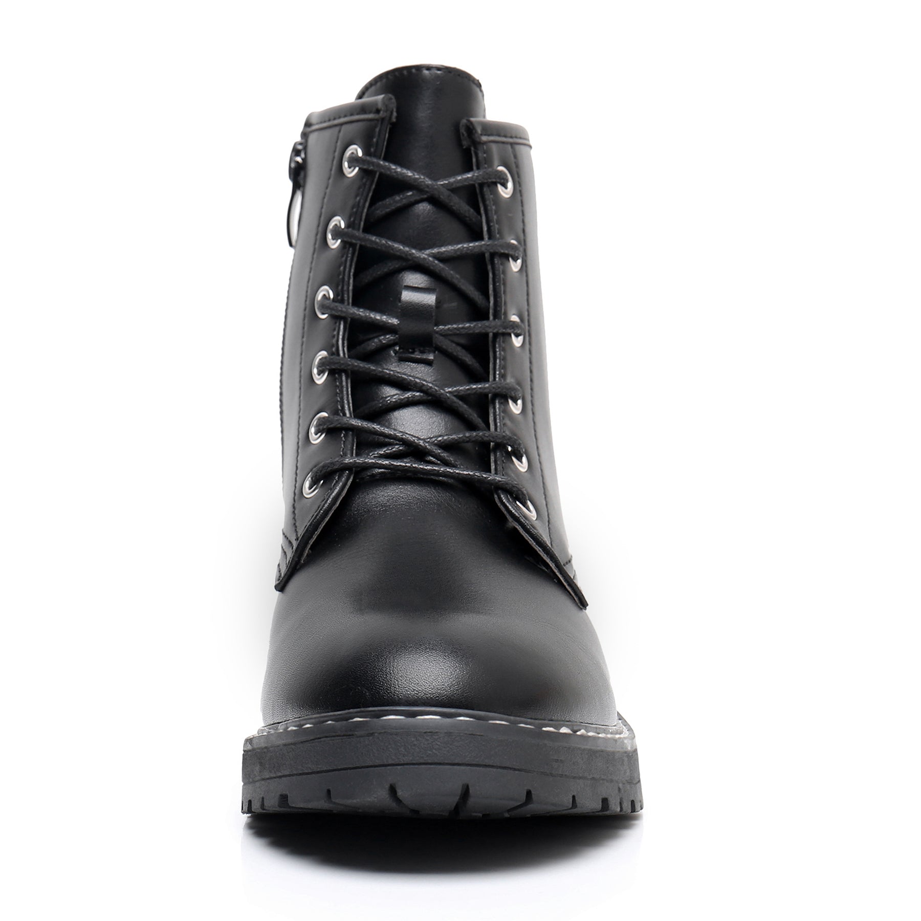 Apakowa Kids Gilrs Combat Boots with Side Zipper for Little/Big Kid-ZSF01-Black