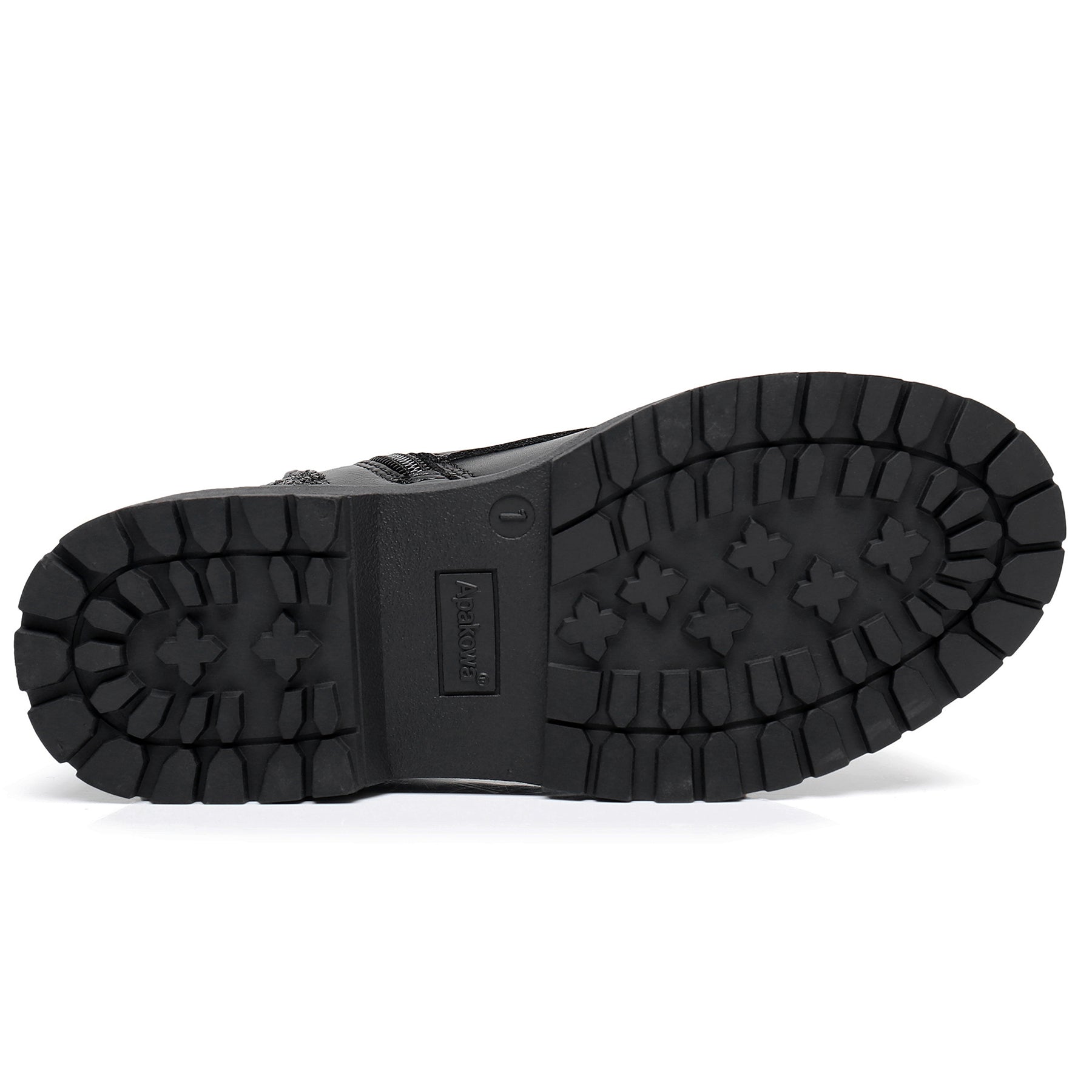 Apakowa Kids Gilrs Combat Boots with Side Zipper for Little/Big Kid-ZSF01-Black