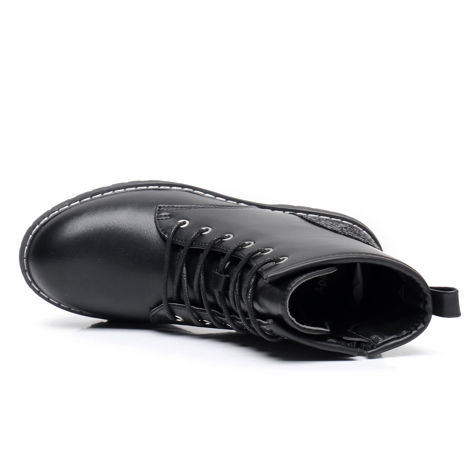 Apakowa Kids Gilrs Combat Boots with Side Zipper for Little/Big Kid-ZSF02-Black