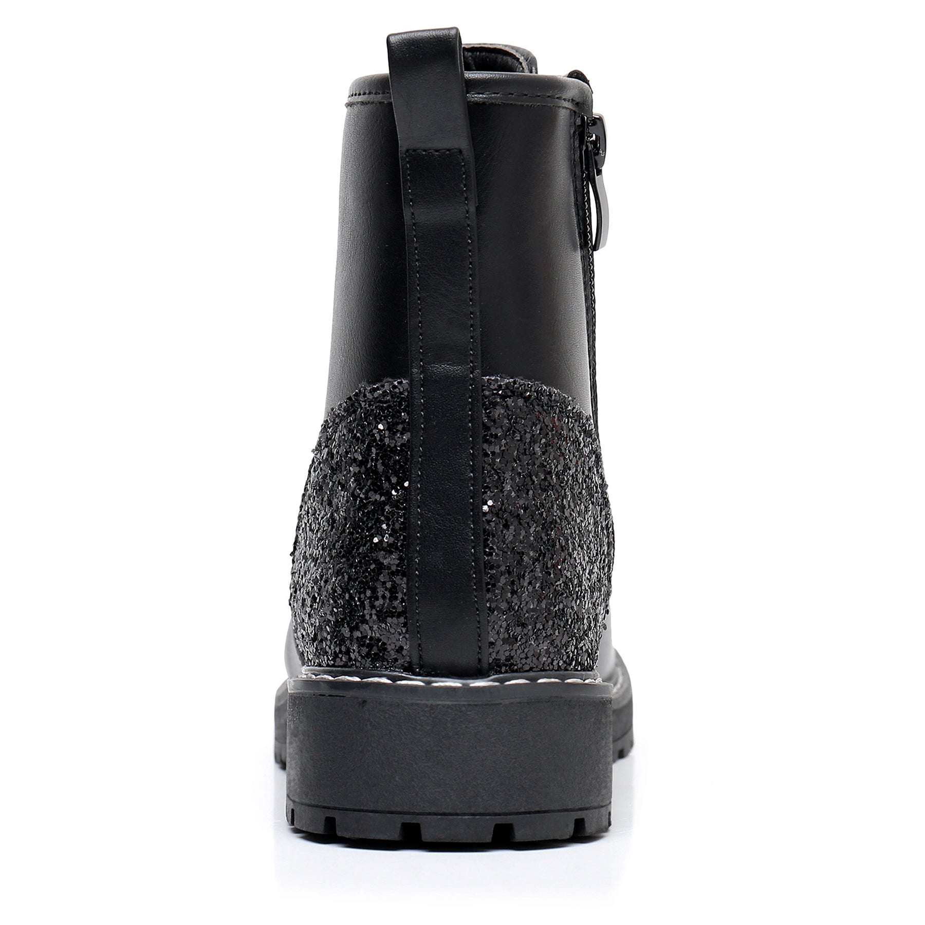 Apakowa Kids Gilrs Combat Boots with Side Zipper for Little/Big Kid-ZSF02-Black