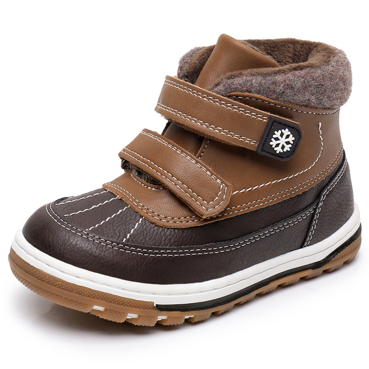 Blikcon Boys Boots Toddler Boys Fall Winter Boots Outdoor with Hook and Loop (Toddler/Little Kid)-BLK-35217-Darkbrown