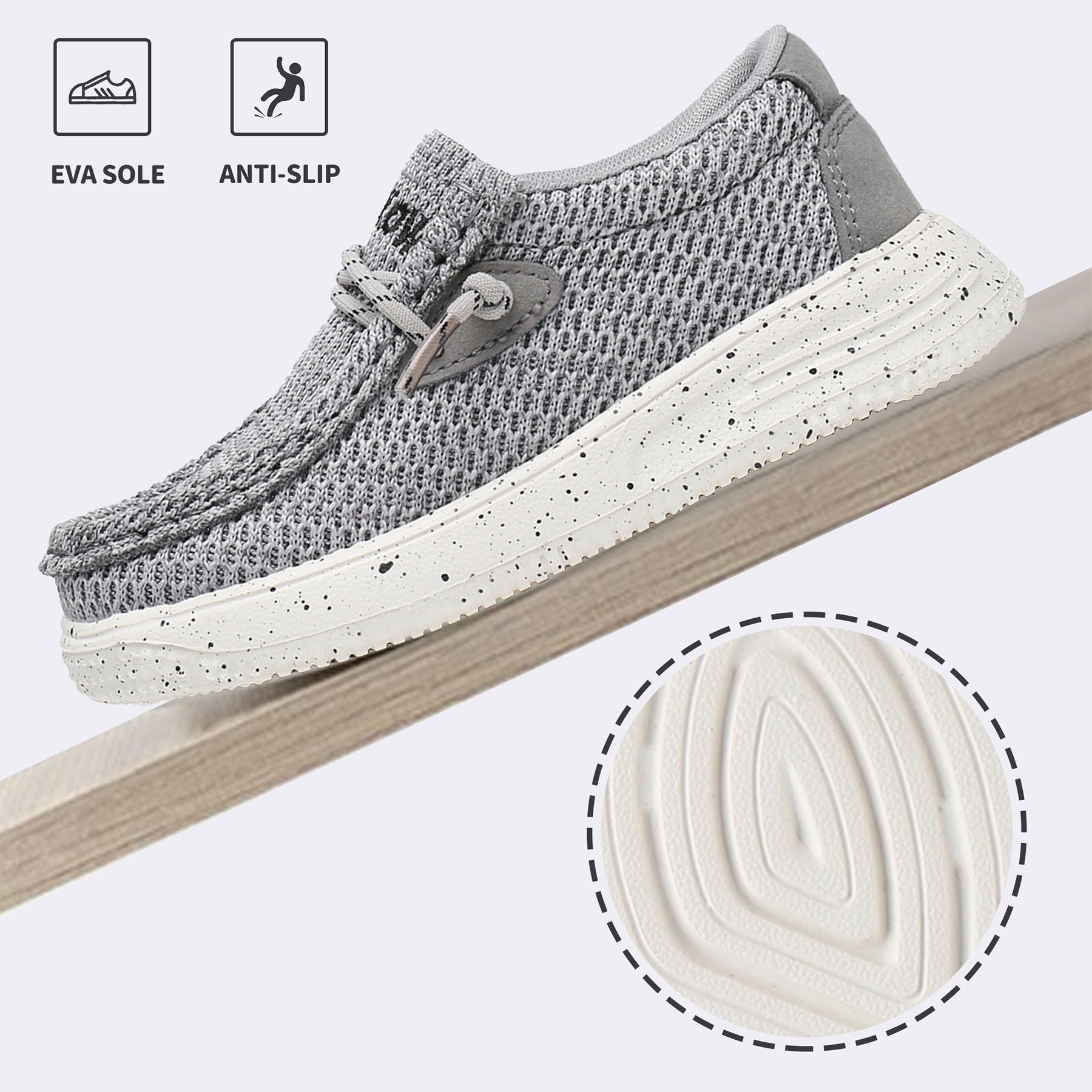 Apakowa Kids Boys Girls Loafers Slip-On Casual Walking Shoes-XFQ627-Grey