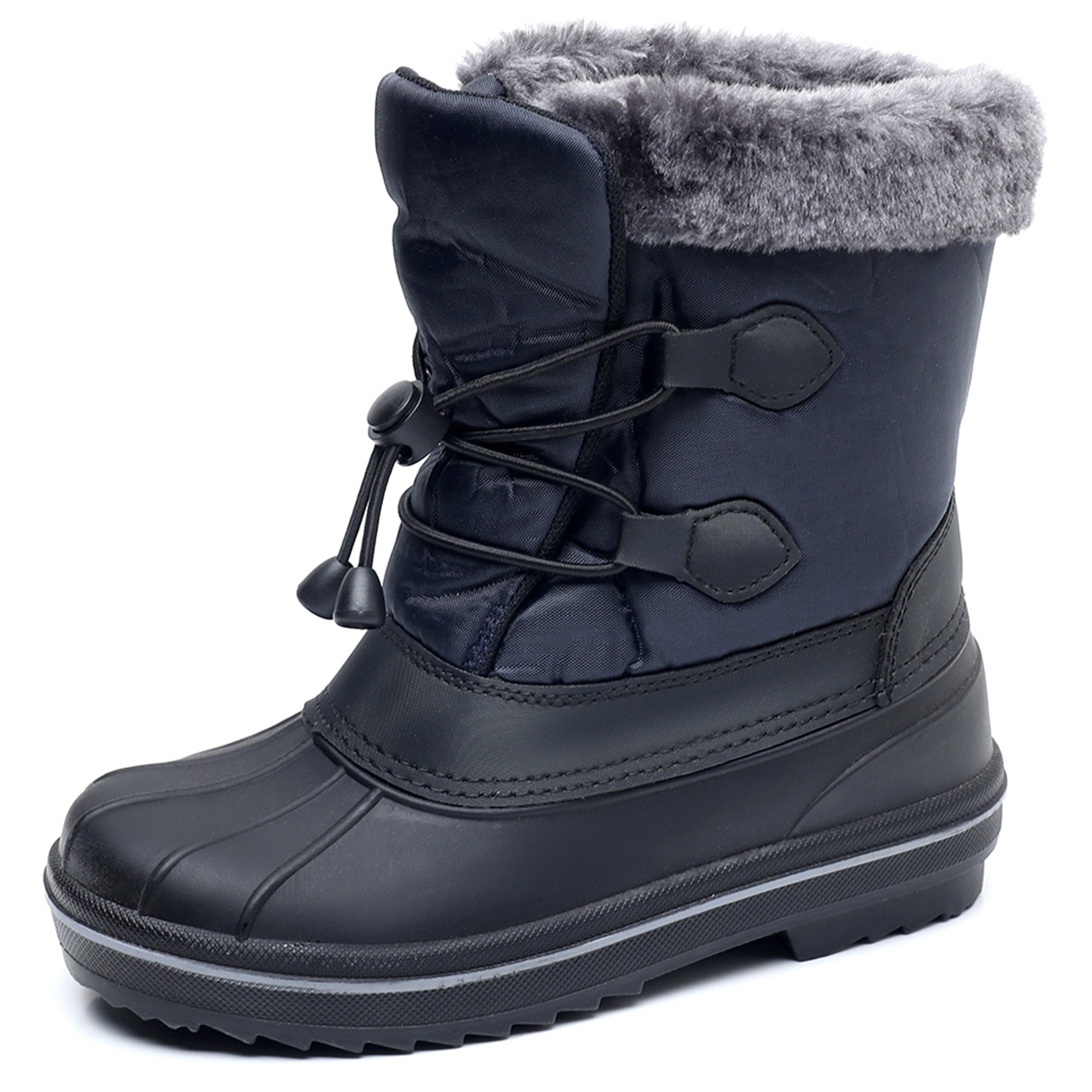 Apakowa Boys Girls Snow Boots Outdoor Slip Resistant Insulated Waterproof Winter Snow Boots (Toddler/Little Kid/Big Kid)-HDL578-Navy