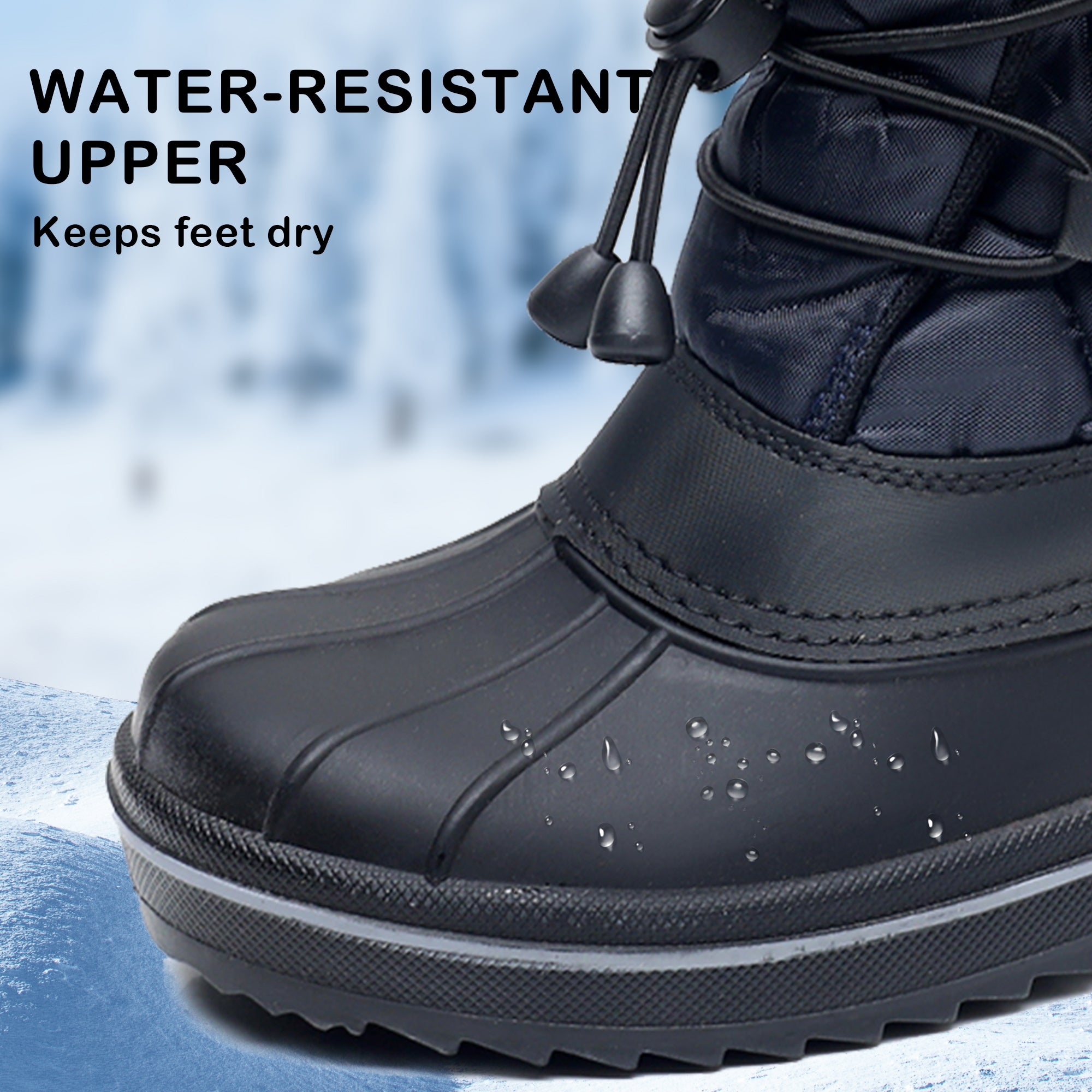 Apakowa Boys Girls Snow Boots Outdoor Slip Resistant Insulated Waterproof Winter Snow Boots (Toddler/Little Kid/Big Kid)-HDL578-Navy