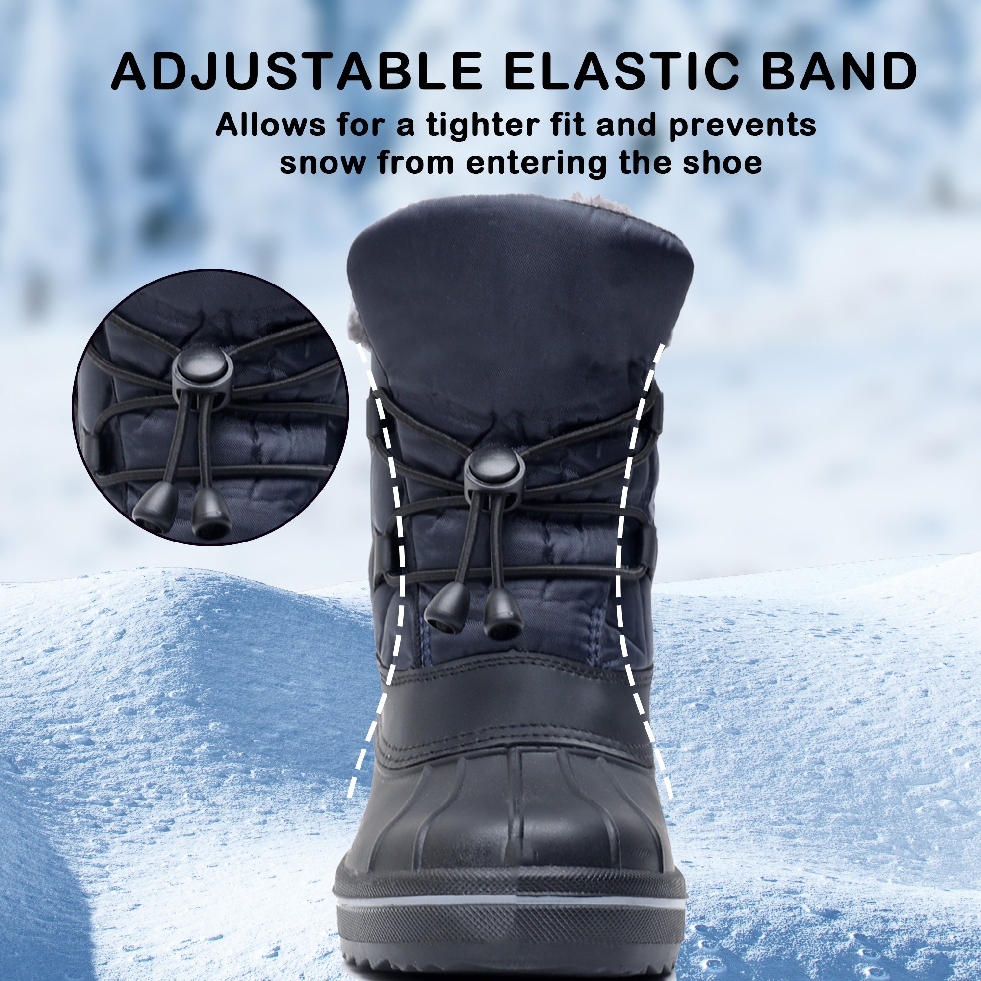 Apakowa Boys Girls Snow Boots Outdoor Slip Resistant Insulated Waterproof Winter Snow Boots (Toddler/Little Kid/Big Kid)-HDL578-Navy