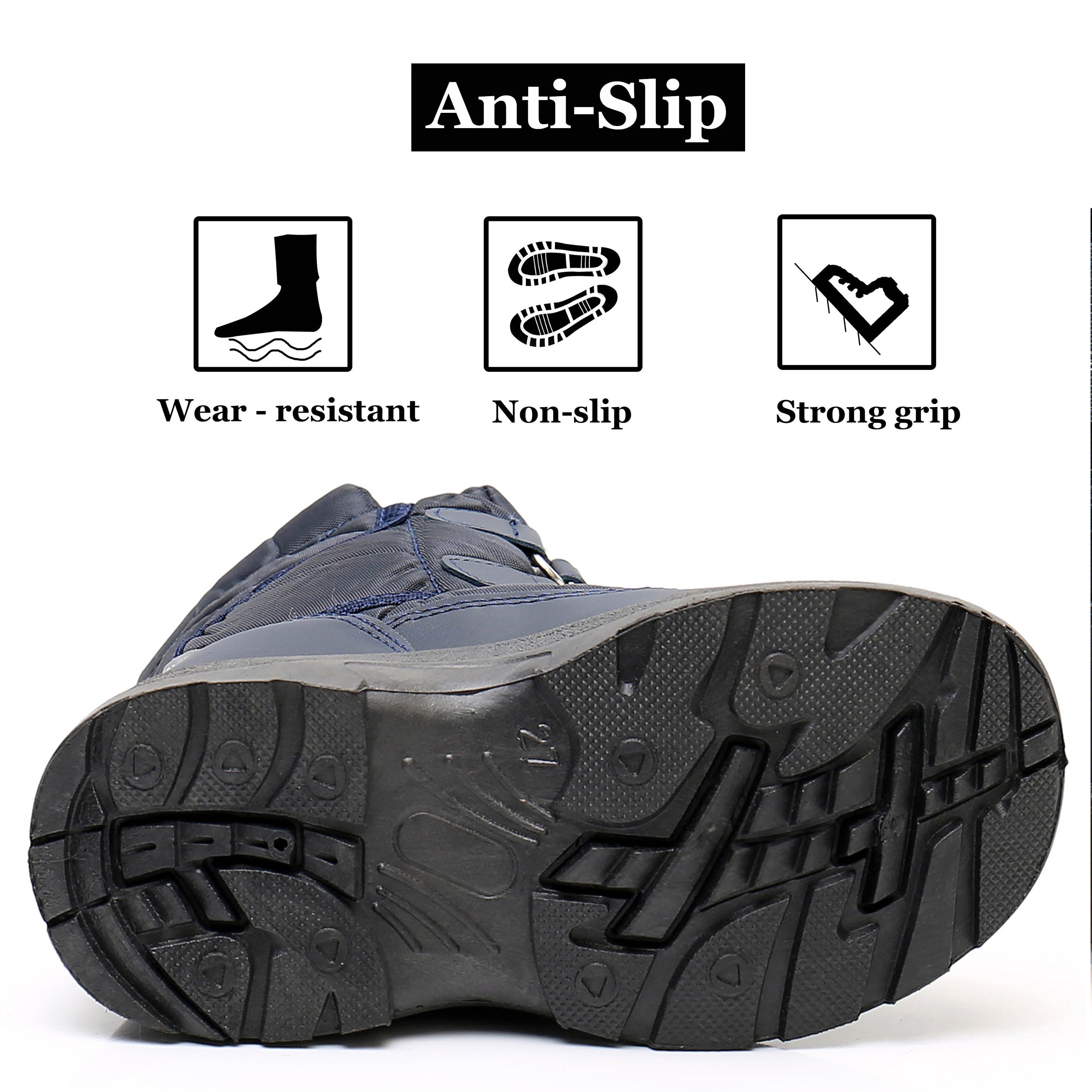 Apakowa Boys Water-resistant Snow Bootswith Hook & Loop for Toddler/Little Kid-H3305-Navy