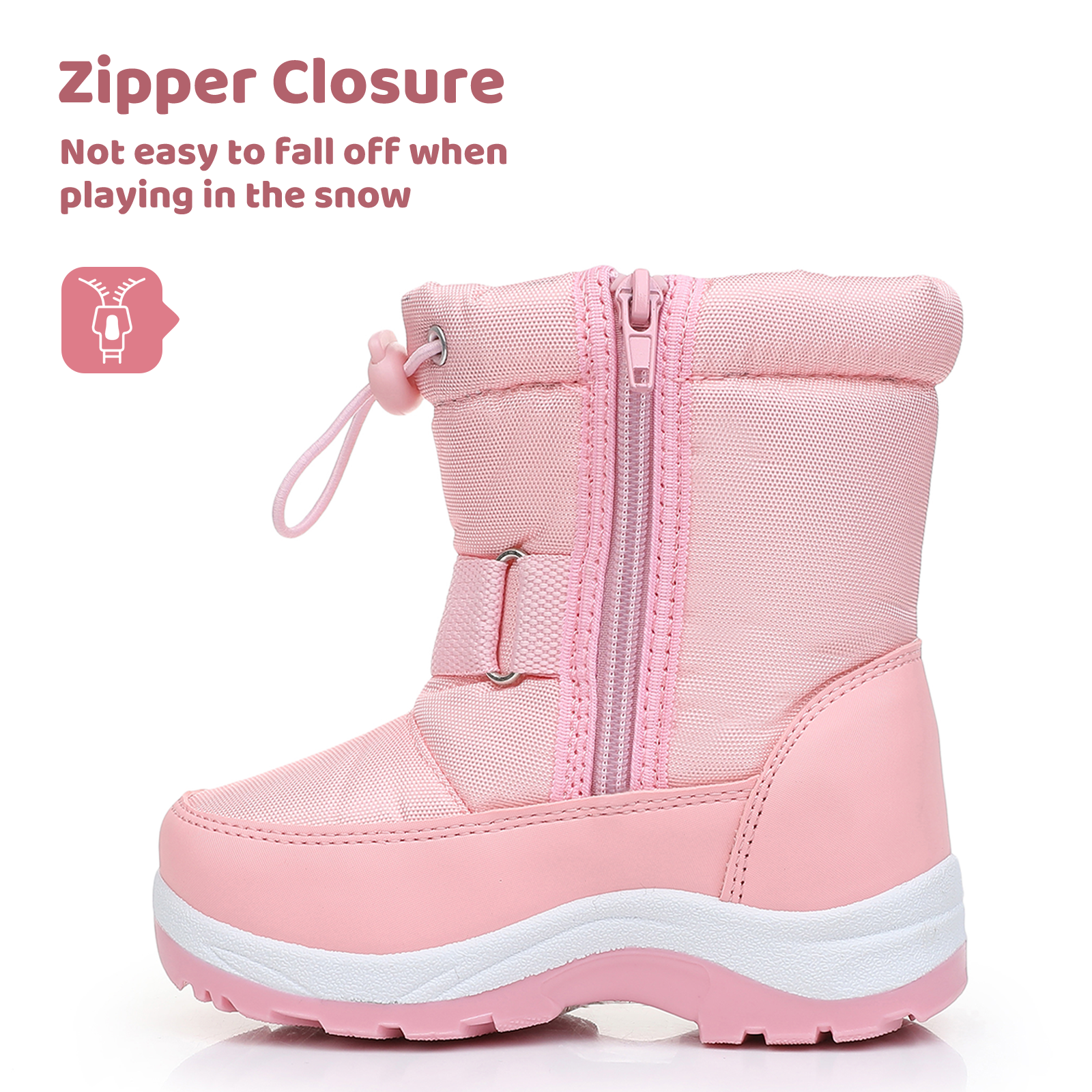 Apakowa Kids Boys Girls Snow Boots Waterproof Warm Winter Boots Slip Resistant (Toddler/Little Kid)-H0327-Pink