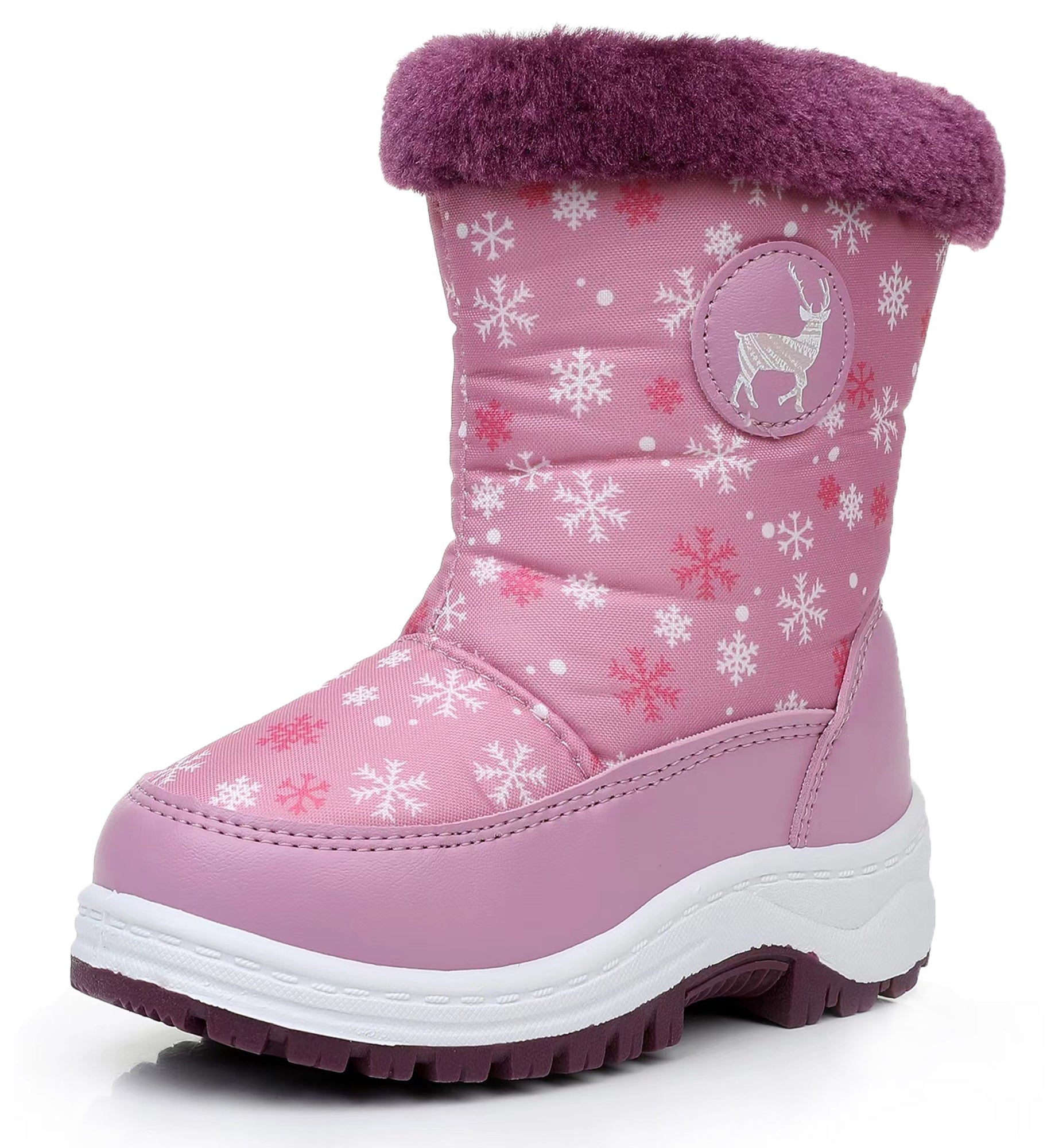 Apakowa Kids Boys Girls Snow Boots Waterproof Warm Winter Boots Slip Resistant (Toddler/Little Kid)-H0329-Purple