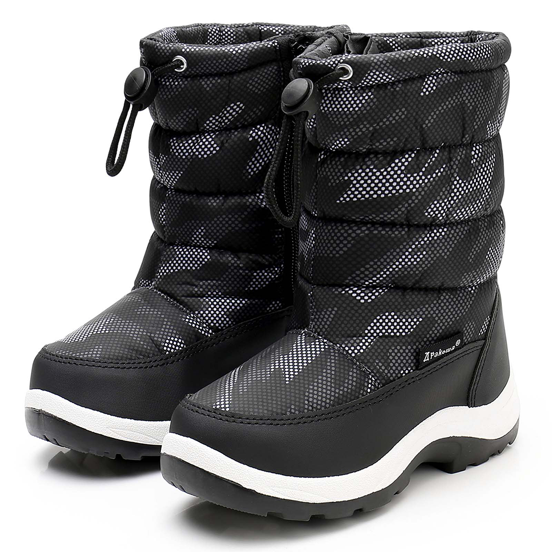 Apakowa Kids Boys Cold Weather Water Resistant Winter Snow Boots (Toddler/Little Kid/Big Kid)-FXJNKZK-H8326-black