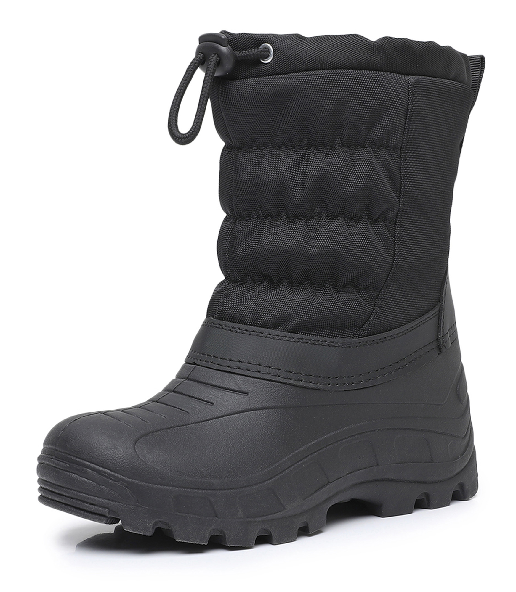 Apakowa Boys Girls Snow Boots Outdoor Slip Resistant Insulated Waterproof Winter Snow Boots (Toddler/Little Kid/Big Kid)-H2303-Black