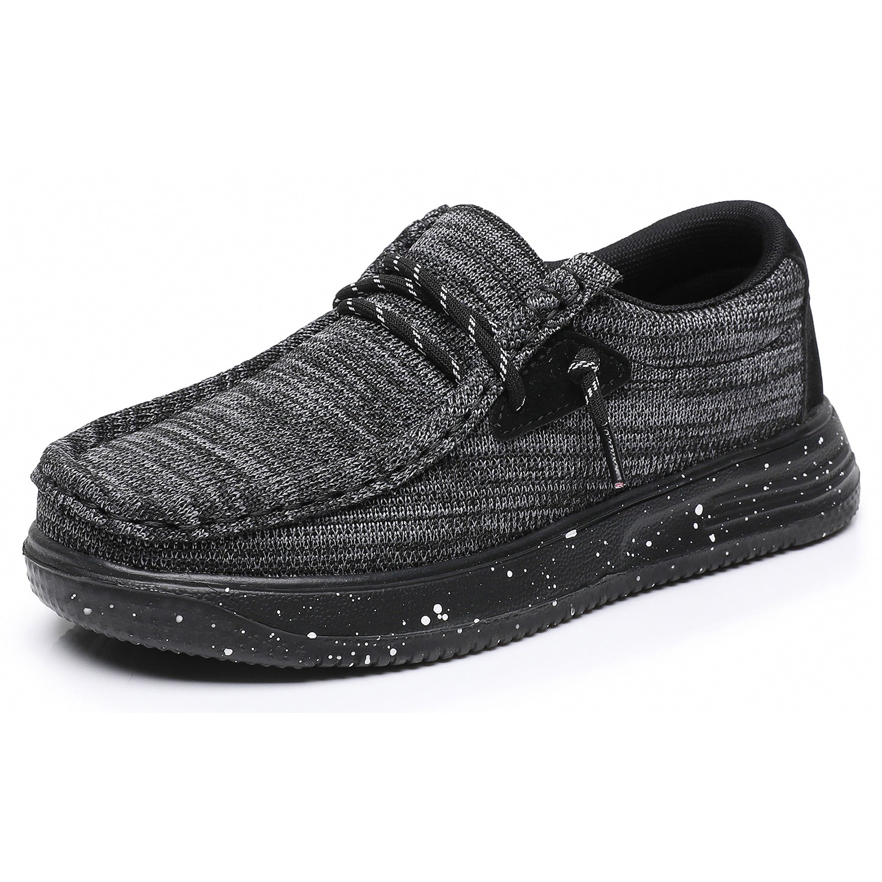 Apakowa Kids Boys Girls Slip On Loafers Boat Shoes for Toddler Little/Big Kid-XFQ127-Black