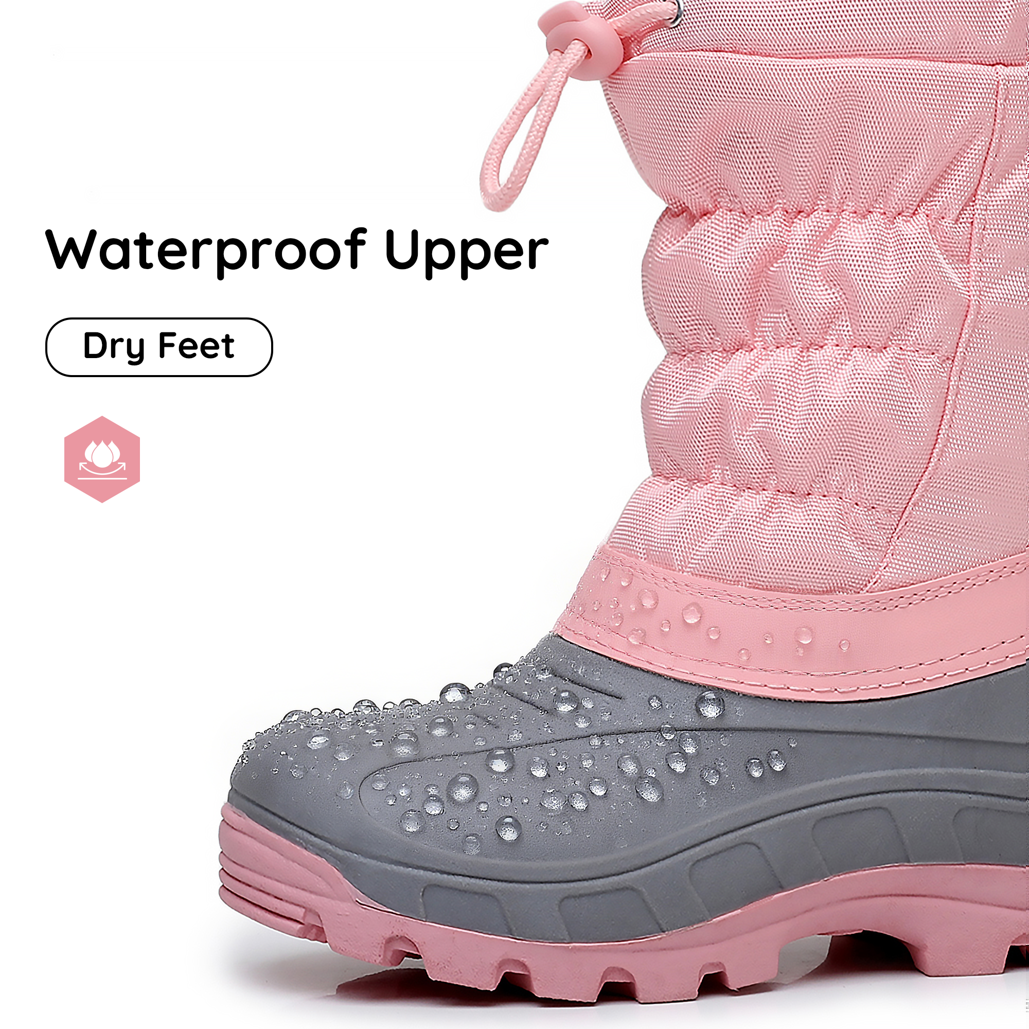 Apakowa Boys Girls Snow Boots Outdoor Slip Resistant Insulated Waterproof Winter Snow Boots (Toddler/Little Kid/Big Kid)-H2303-Pink