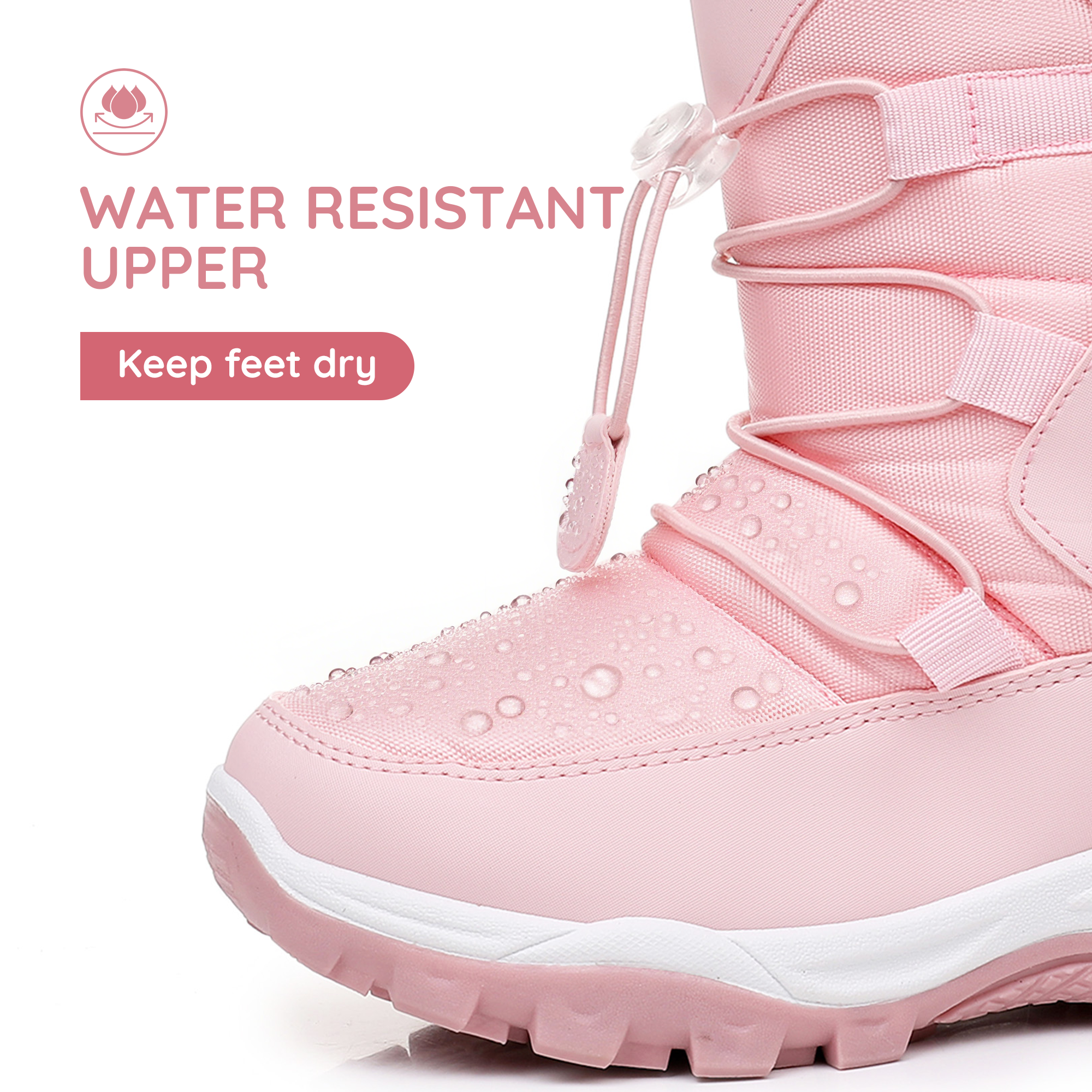 Apakowa Kids Boys Girls Cold Weather Water Resistant Winter Snow Boots (Toddler/Little Kid/Big Kid)-H7321-Pink