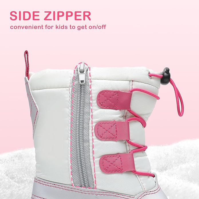 Apakowa Kids Boys Girls Winter Snow Boots Waterproof Outdoor Insulated Snow Boots (Little Kid/Big Kid)-H3307-BlackGrey/Burgundy