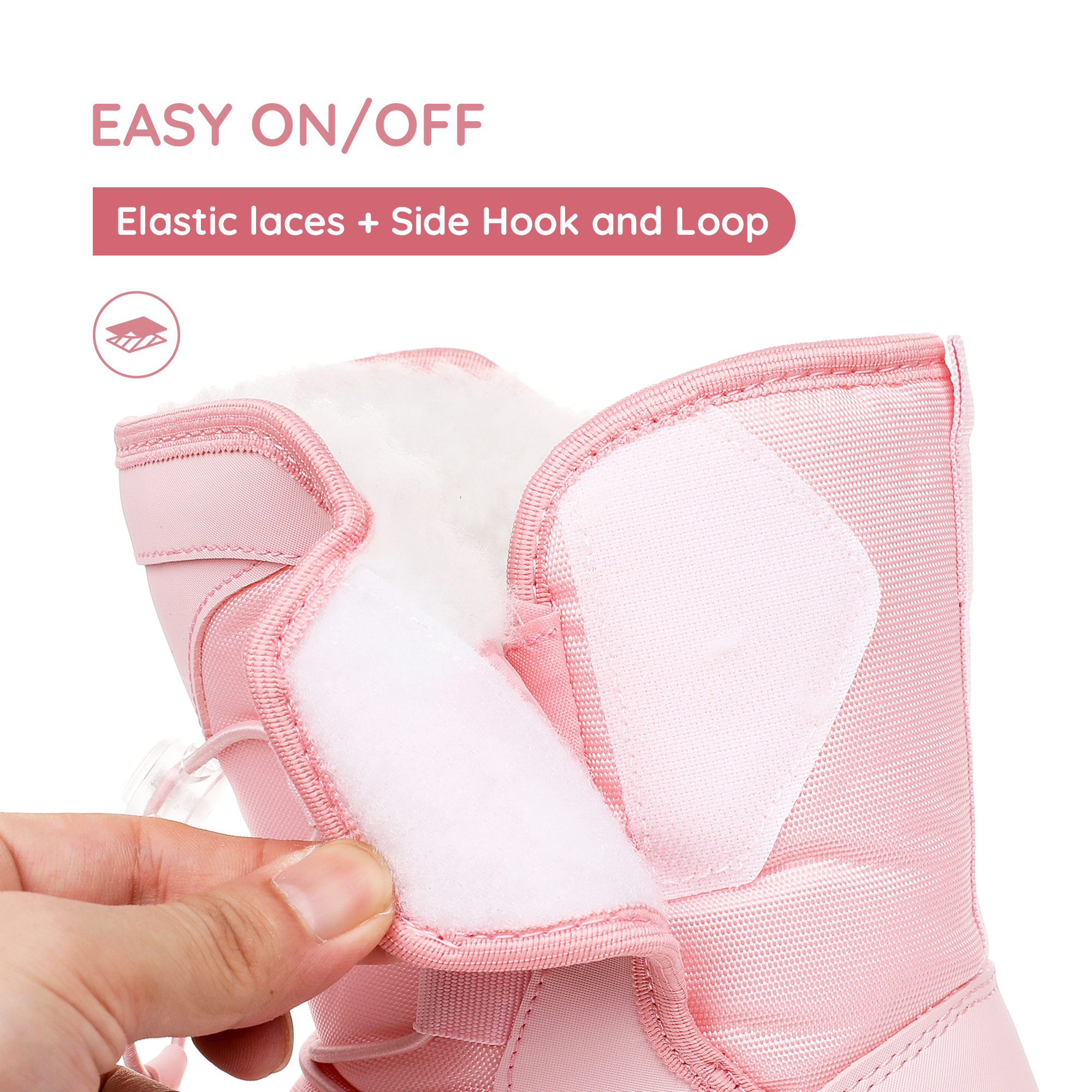 Apakowa Kids Boys Girls Cold Weather Water Resistant Winter Snow Boots (Toddler/Little Kid/Big Kid)-H7321-Pink