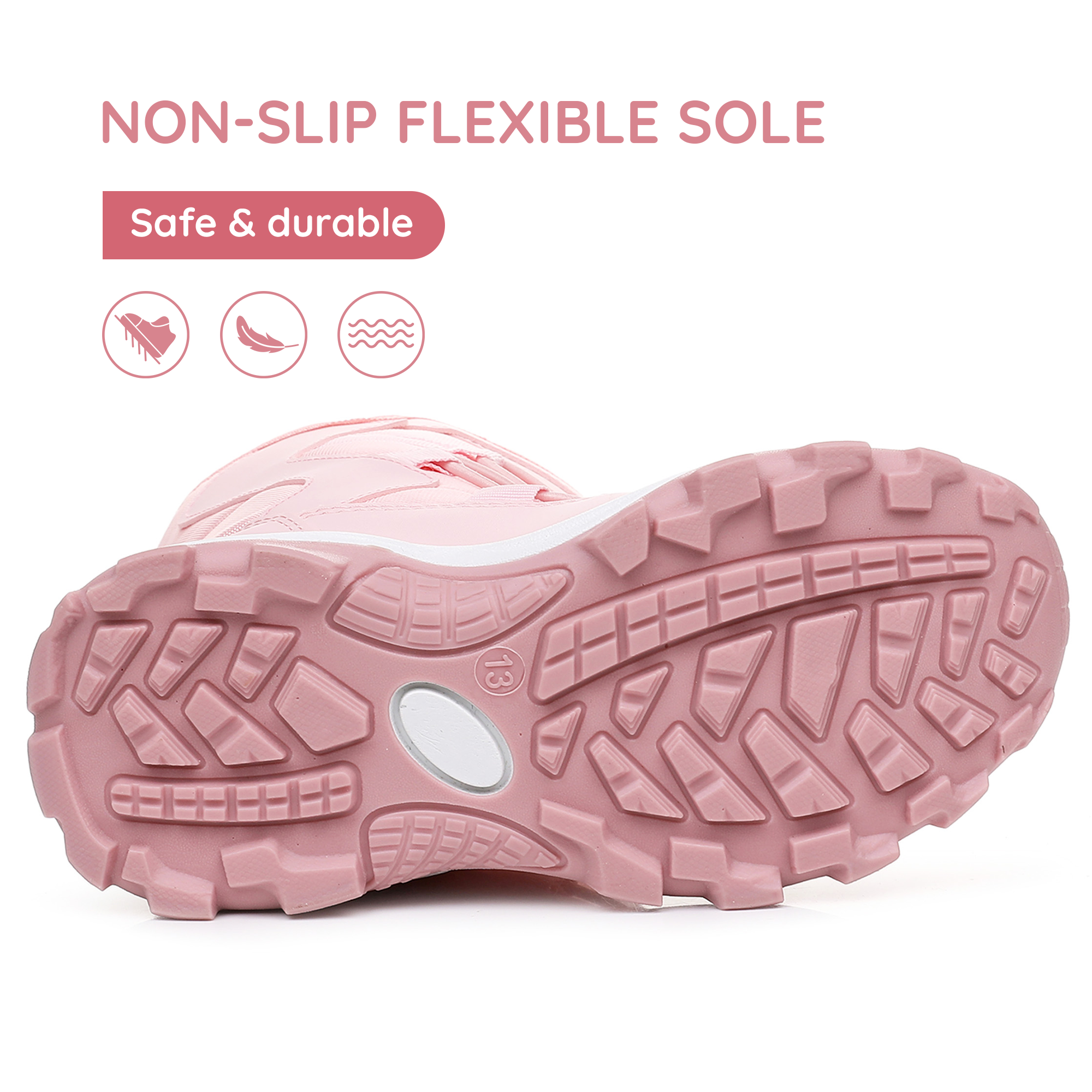 Apakowa Kids Boys Girls Cold Weather Water Resistant Winter Snow Boots (Toddler/Little Kid/Big Kid)-H7321-Pink