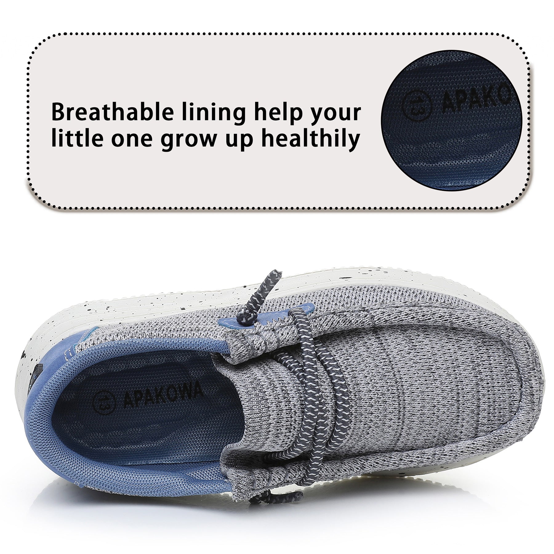 Apakowa Kids Boys Girls Loafers Slip On Boat Shoes for Toddler Little/Big Kid-XFQ520-Grey