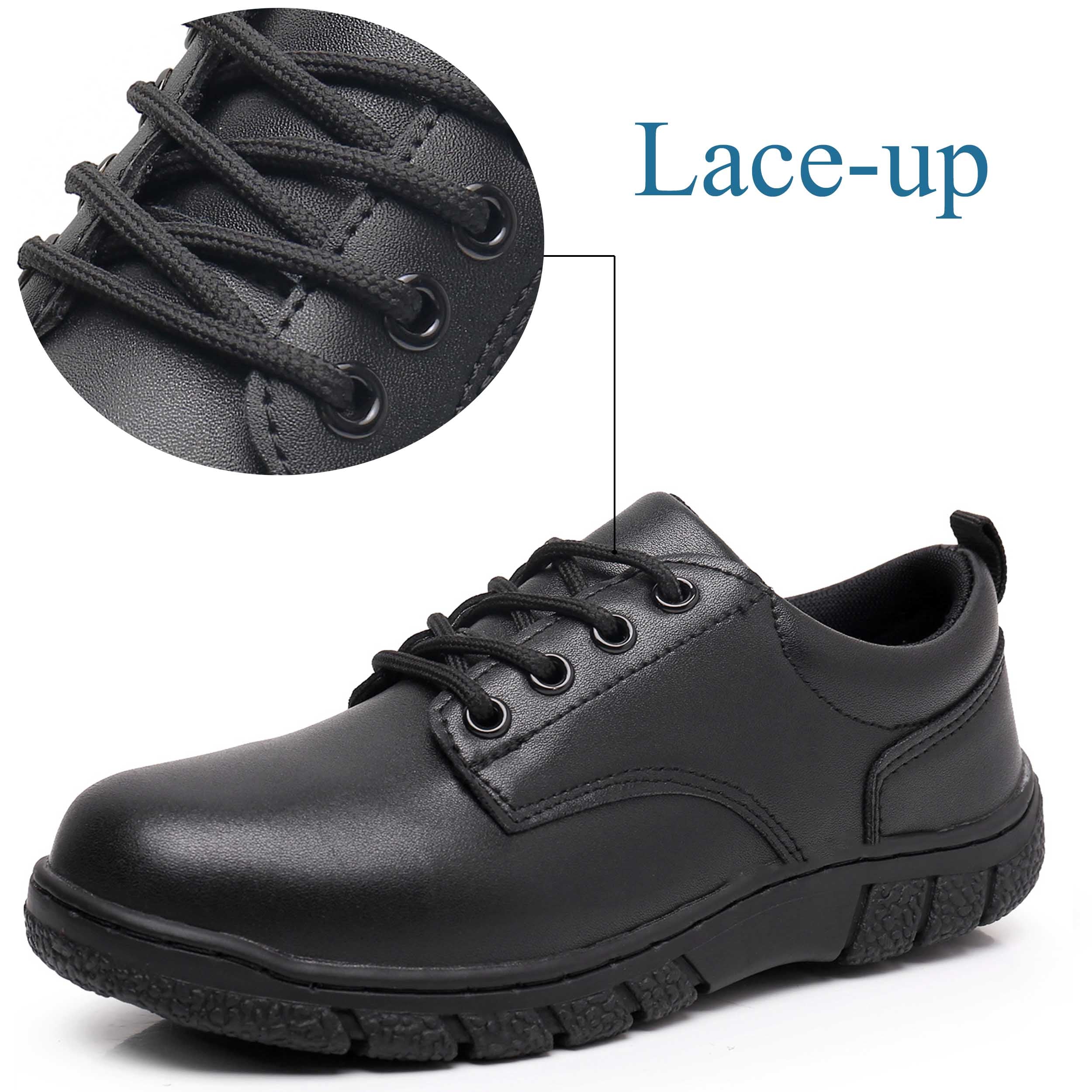 Apakowa Boys School Uniform Shoes Adjustable Strap Comfort Dress Loafer Shoes (Toddler/Little Kid/Big Kid)-SMV04