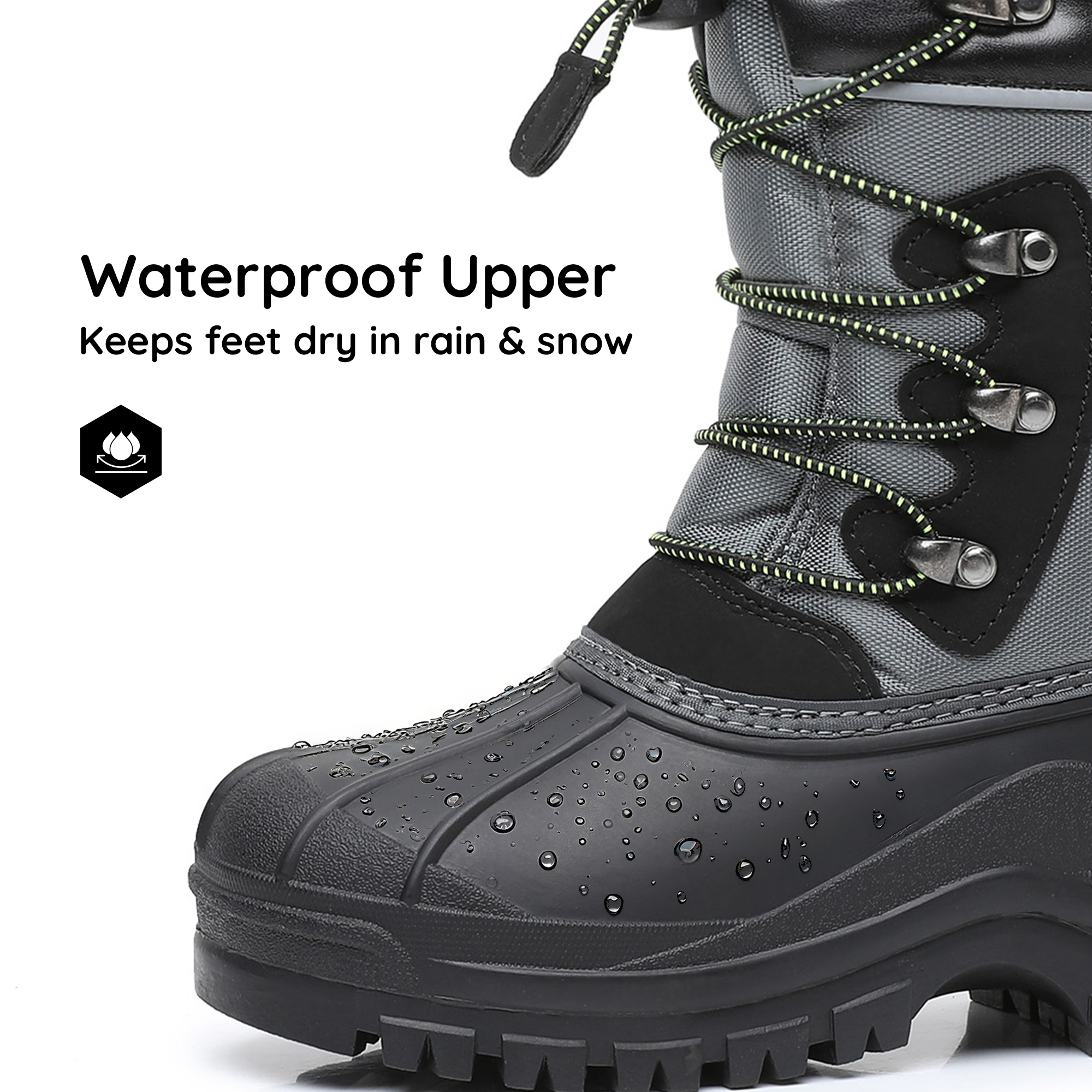 Apakowa Kids Boys Girls Winter Snow Boots Waterproof Outdoor Insulated Snow Boots (Little Kid/Big Kid)-H3306-BlackGrey