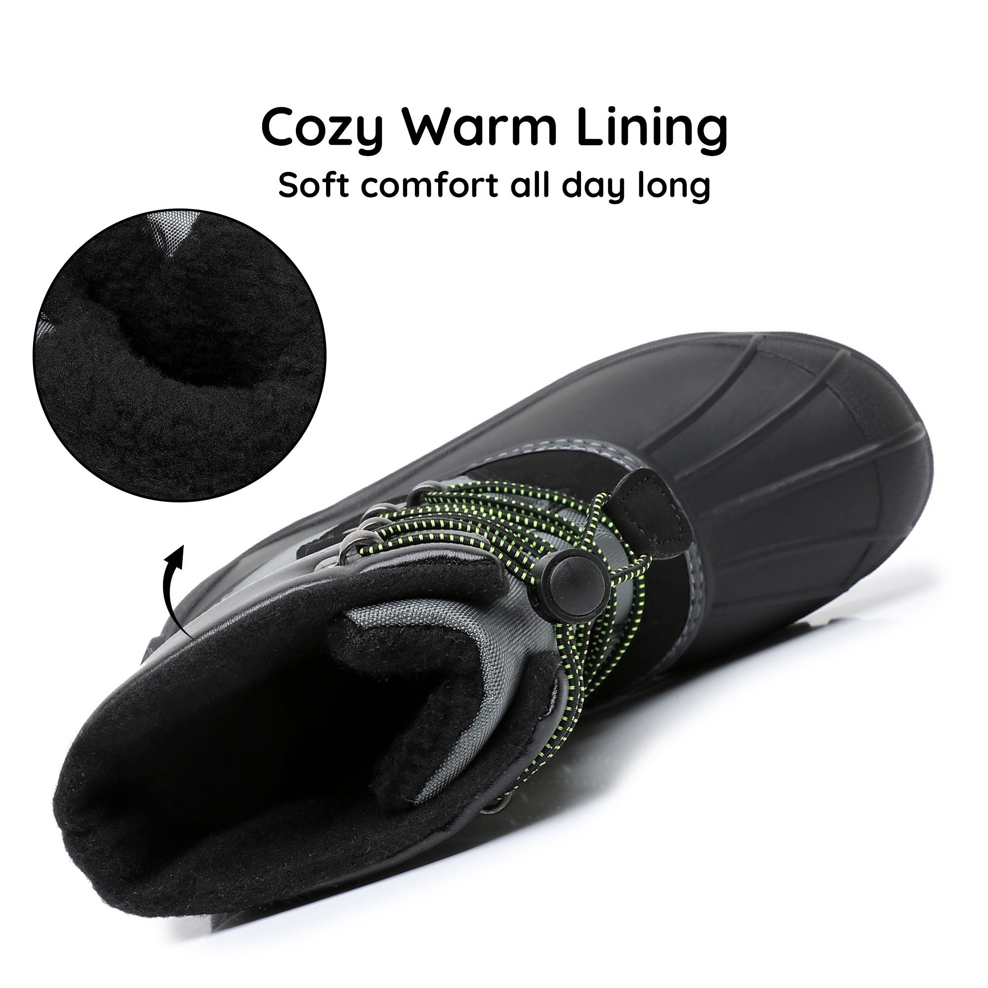 Apakowa Kids Boys Girls Winter Snow Boots Waterproof Outdoor Insulated Snow Boots (Little Kid/Big Kid)-H3306-BlackGrey