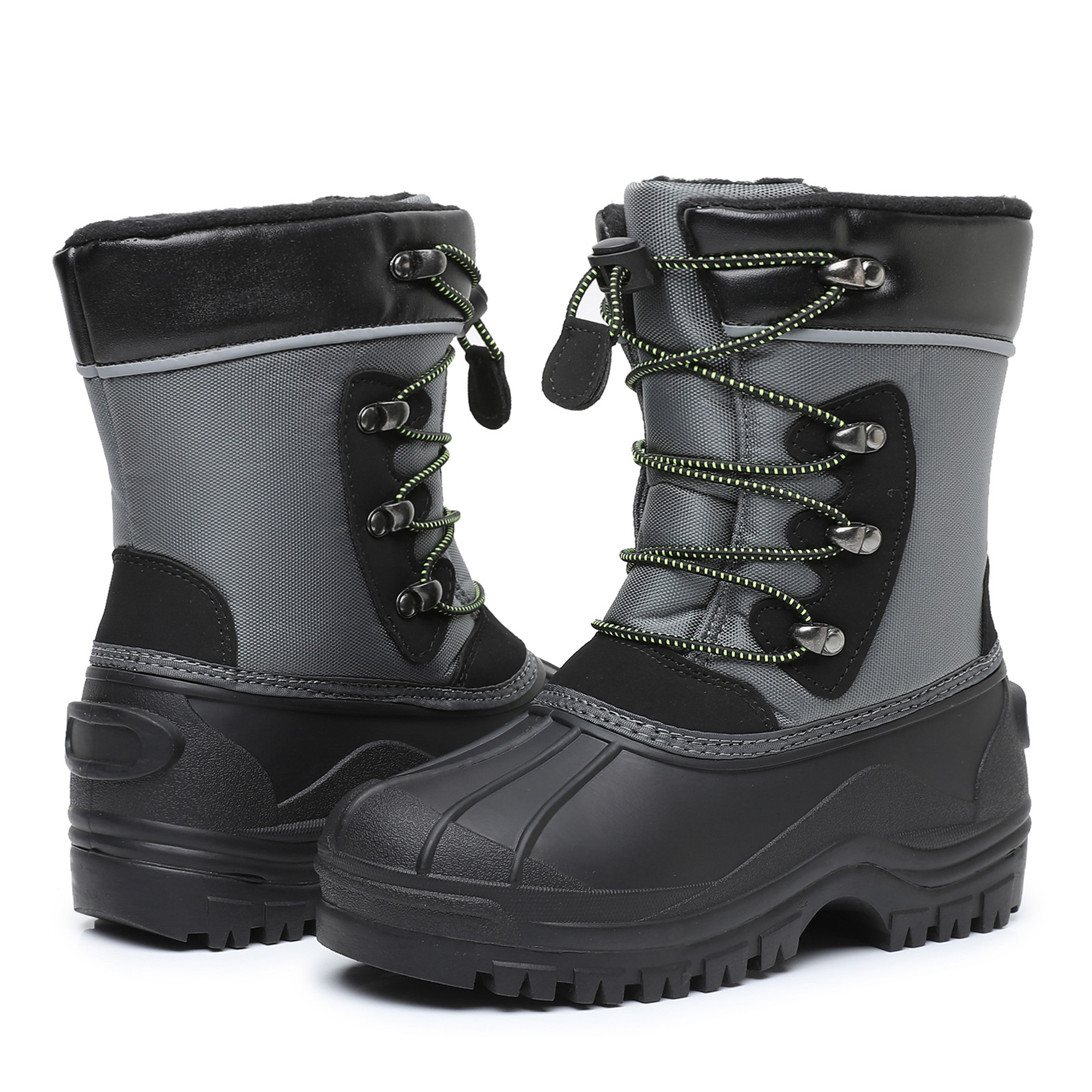 Apakowa Kids Boys Girls Winter Snow Boots Waterproof Outdoor Insulated Snow Boots (Little Kid/Big Kid)-H3306-BlackGrey