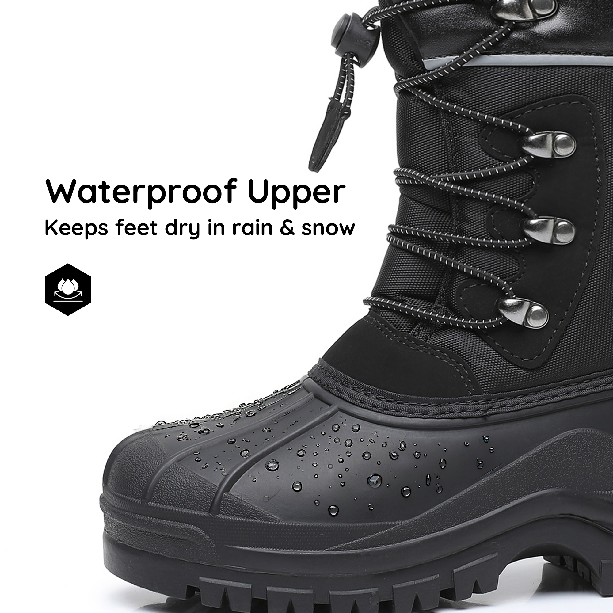 Apakowa Kids Boys Girls Winter Snow Boots Waterproof Outdoor Insulated Snow Boots (Little Kid/Big Kid)-H3306-Black