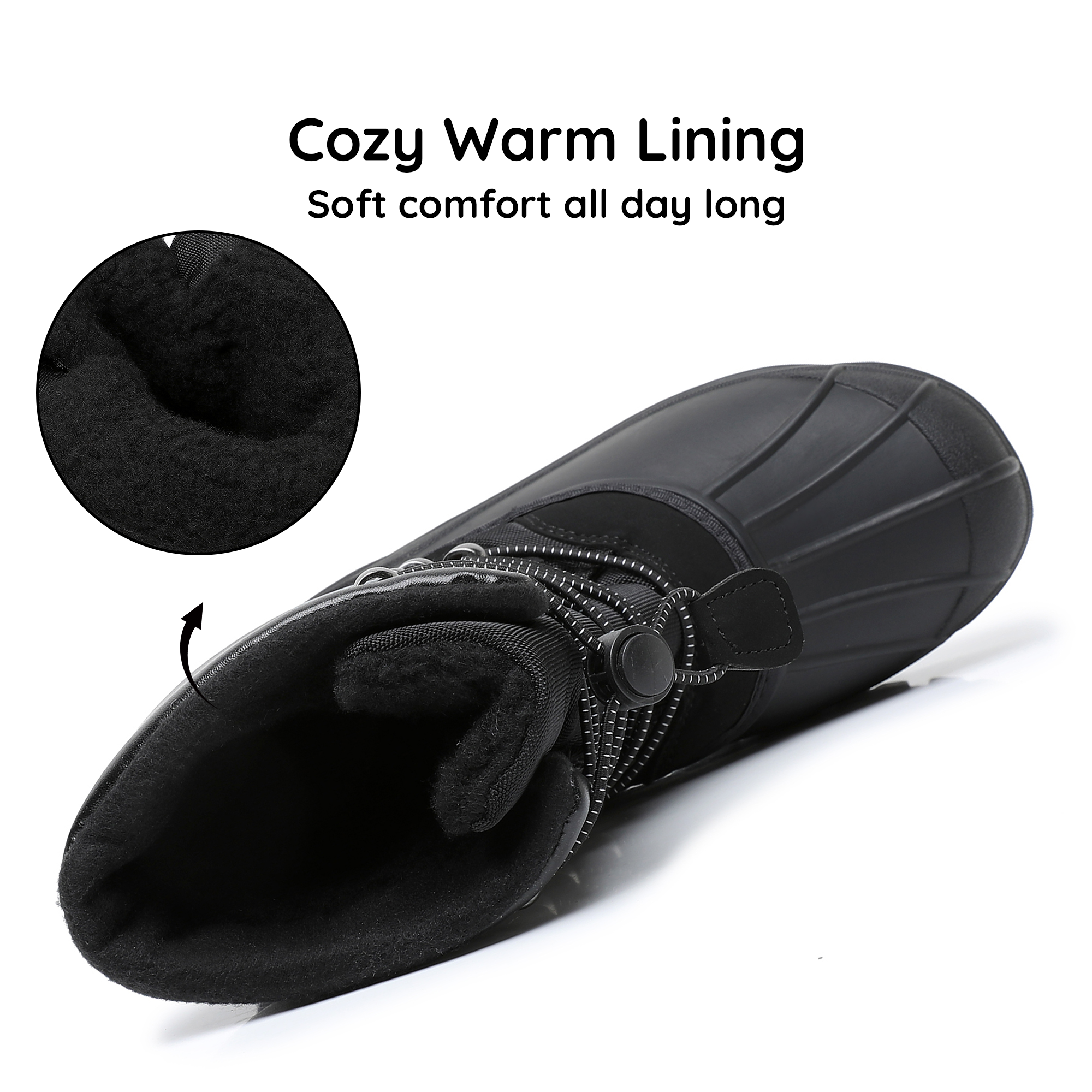 Apakowa Kids Boys Girls Winter Snow Boots Waterproof Outdoor Insulated Snow Boots (Little Kid/Big Kid)-H3306-Black