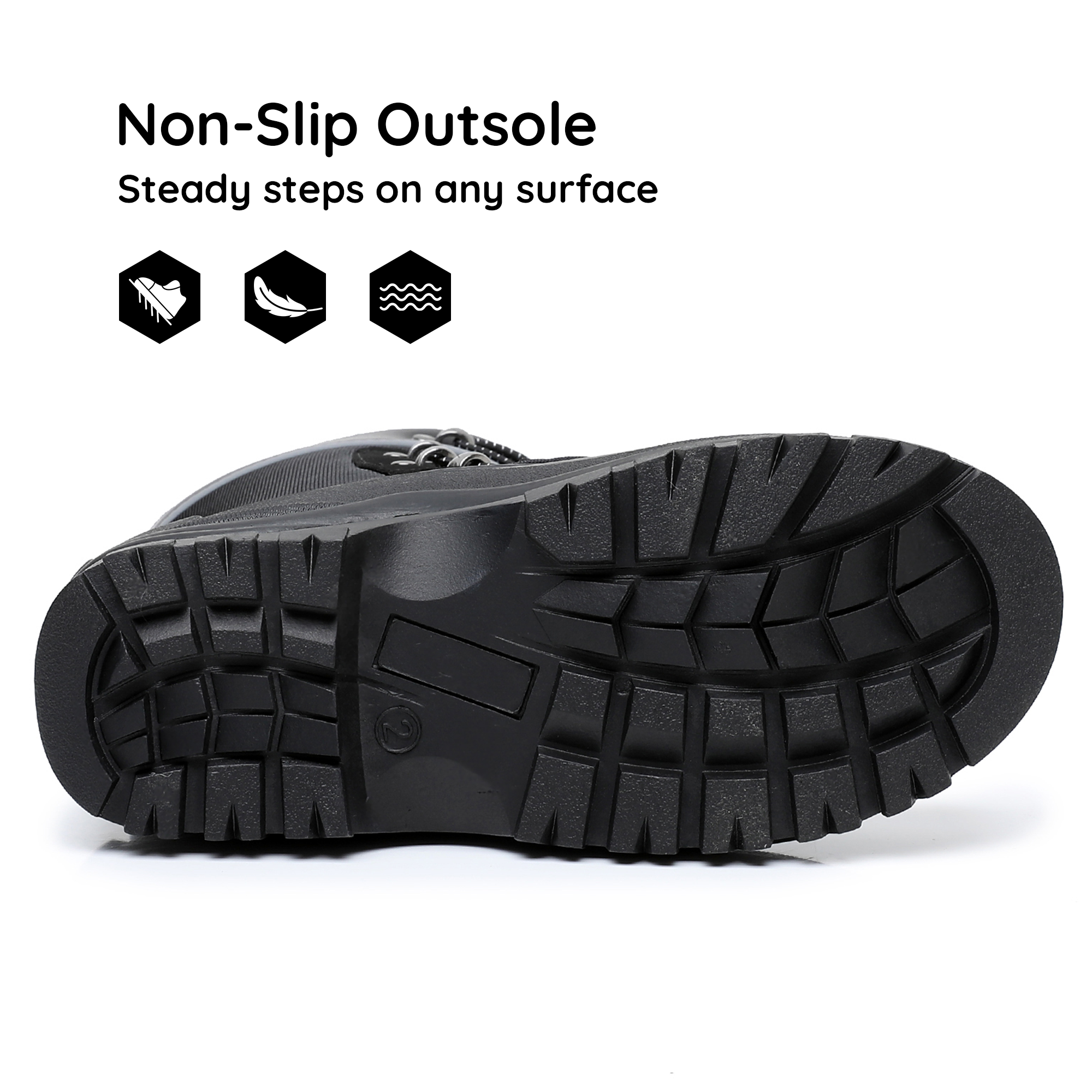 Apakowa Kids Boys Girls Winter Snow Boots Waterproof Outdoor Insulated Snow Boots (Little Kid/Big Kid)-H3306-Black