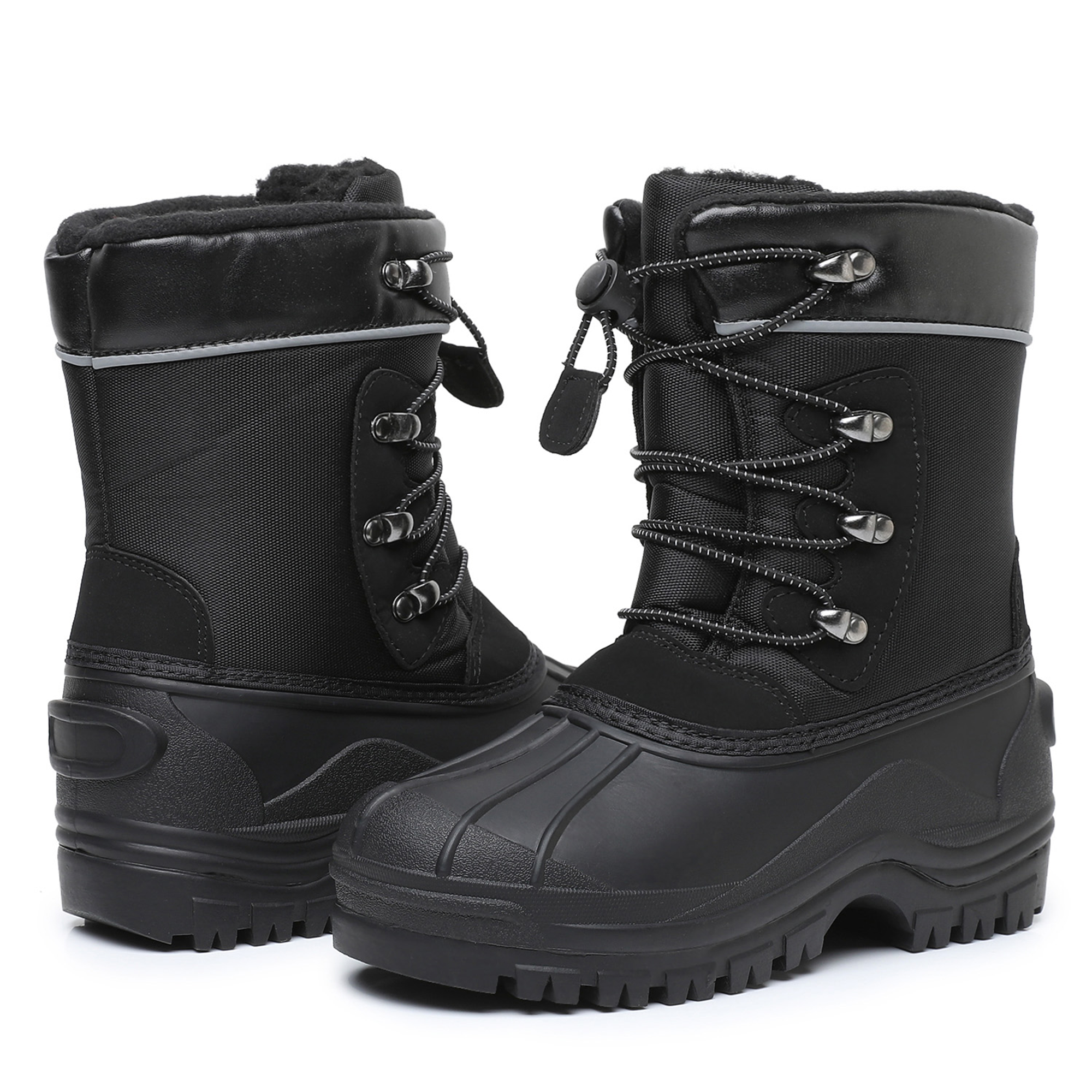 Apakowa Kids Boys Girls Winter Snow Boots Waterproof Outdoor Insulated Snow Boots (Little Kid/Big Kid)-H3306-Black