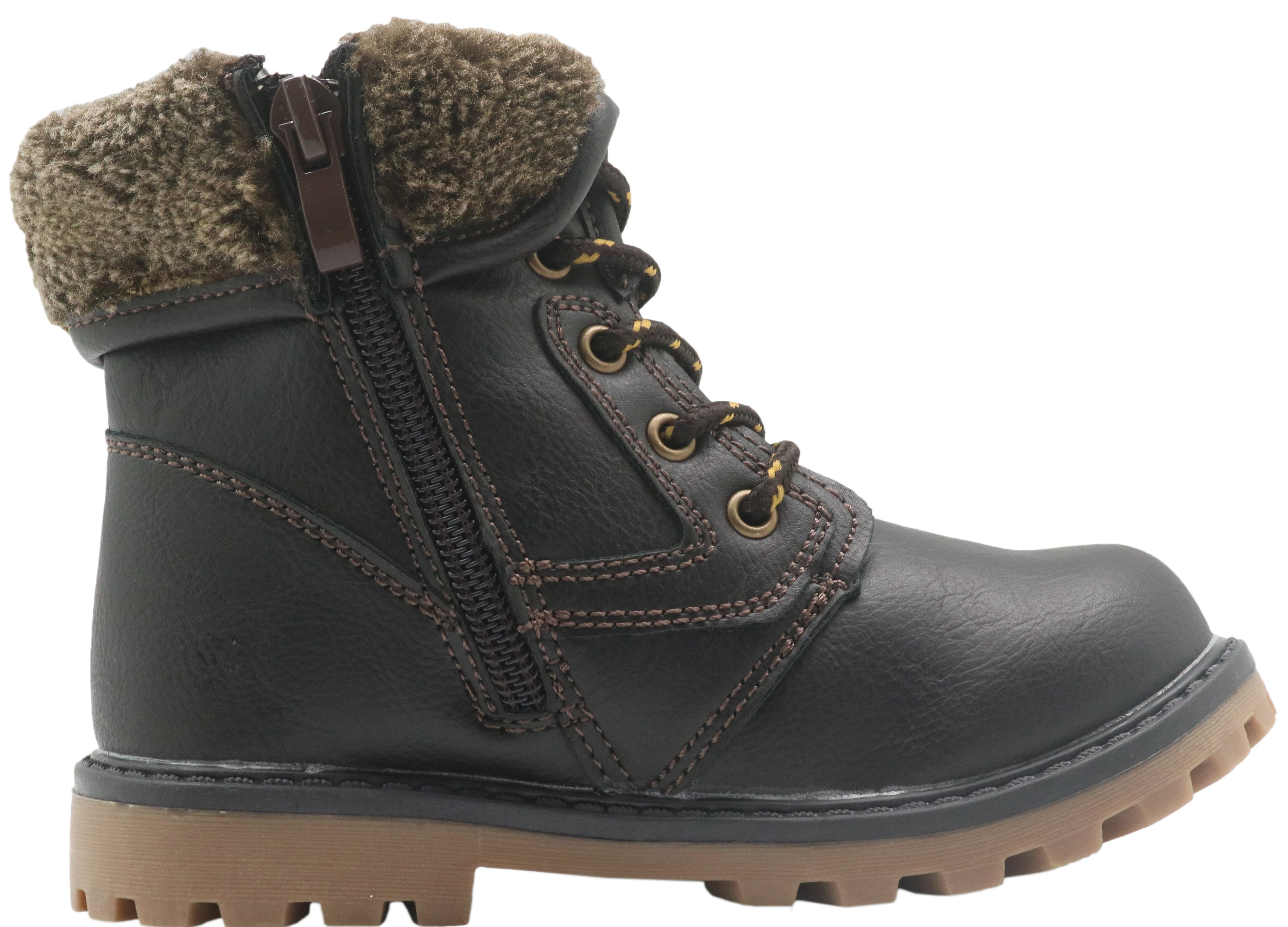 Apakowa New Boy's Winter Snow Boots (Toddler/Little Kid)-LC781-Brown