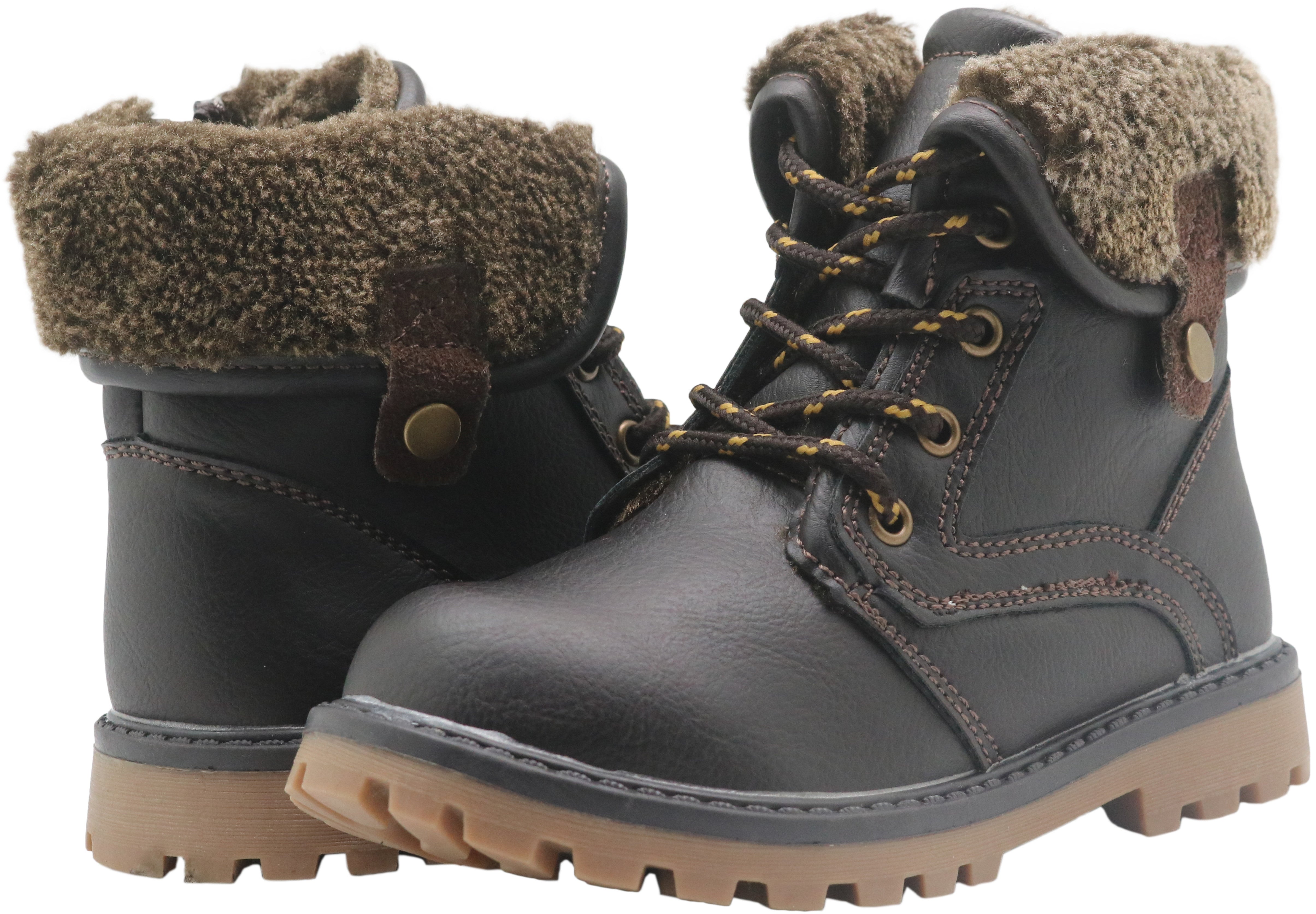 Apakowa New Boy's Winter Snow Boots (Toddler/Little Kid)-LC781-Brown