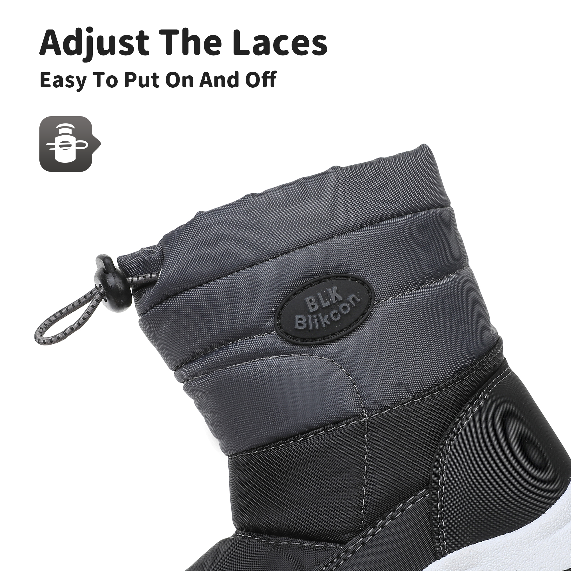 Blikcon Boys Girls Snow Boots Slip Resistant Waterproof Winter Boots (Toddler/Little Kid)-BLK-H0326-BlackGrey