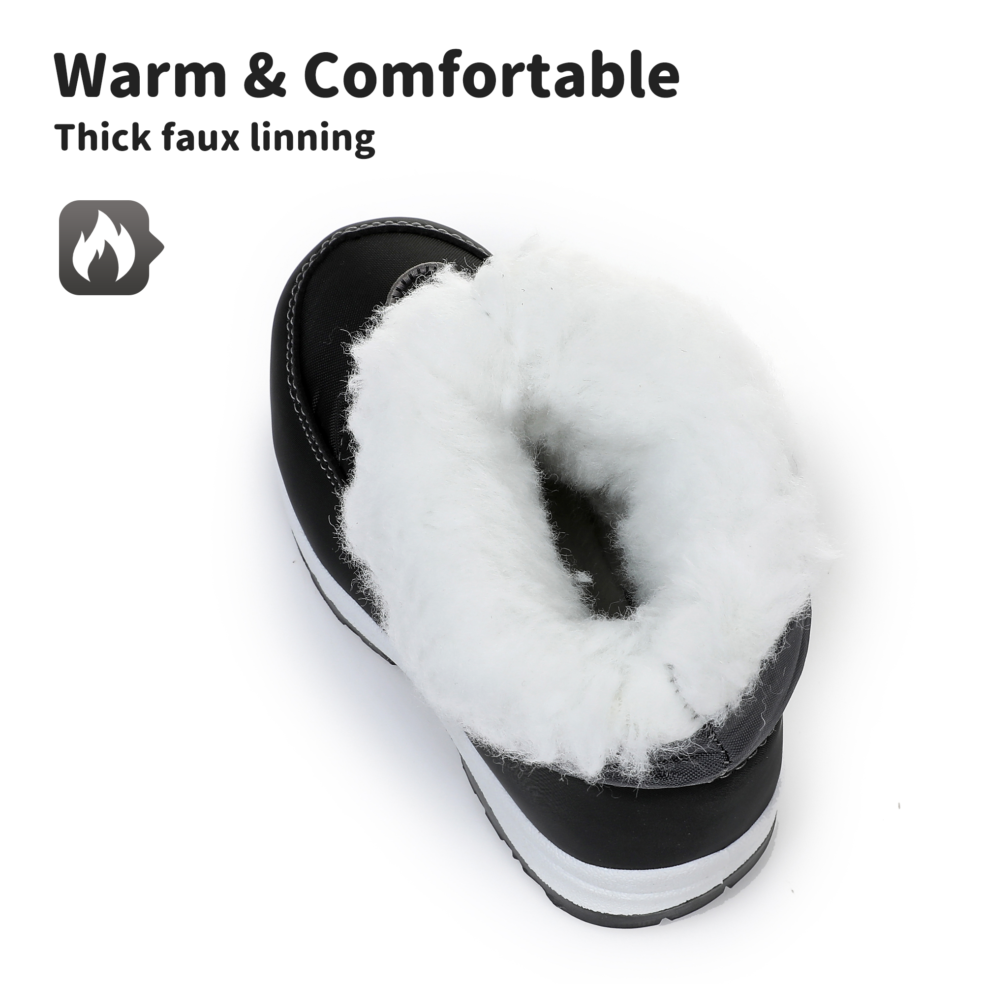 Blikcon Boys Girls Snow Boots Slip Resistant Waterproof Winter Boots (Toddler/Little Kid)-BLK-H0326-BlackGrey