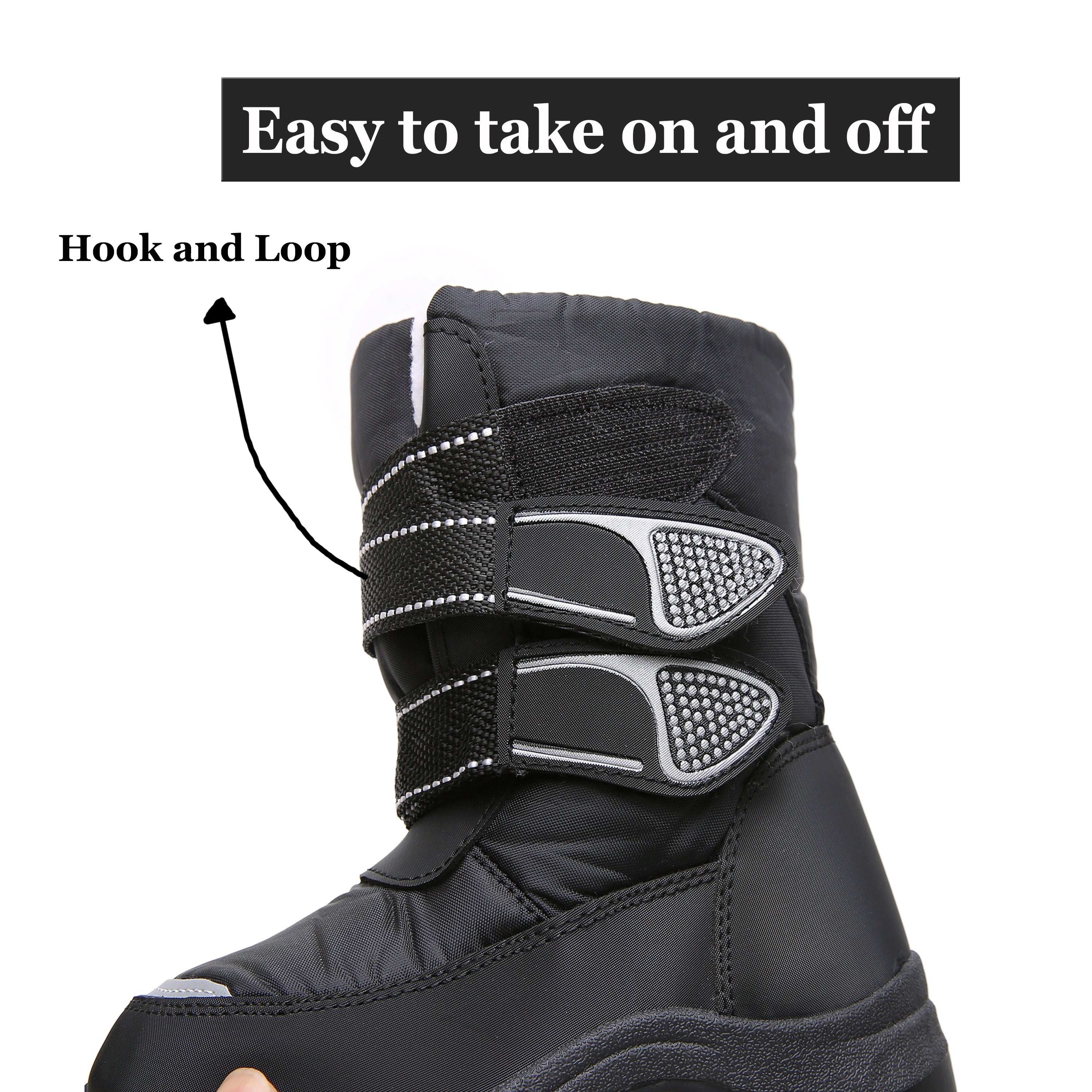 Apakowa Kids Boys Snow Boots Winter Waterproof Slip Resistant Cold Weather Boots (Toddler/Little Kid/Big Kid)-HDL018-Black