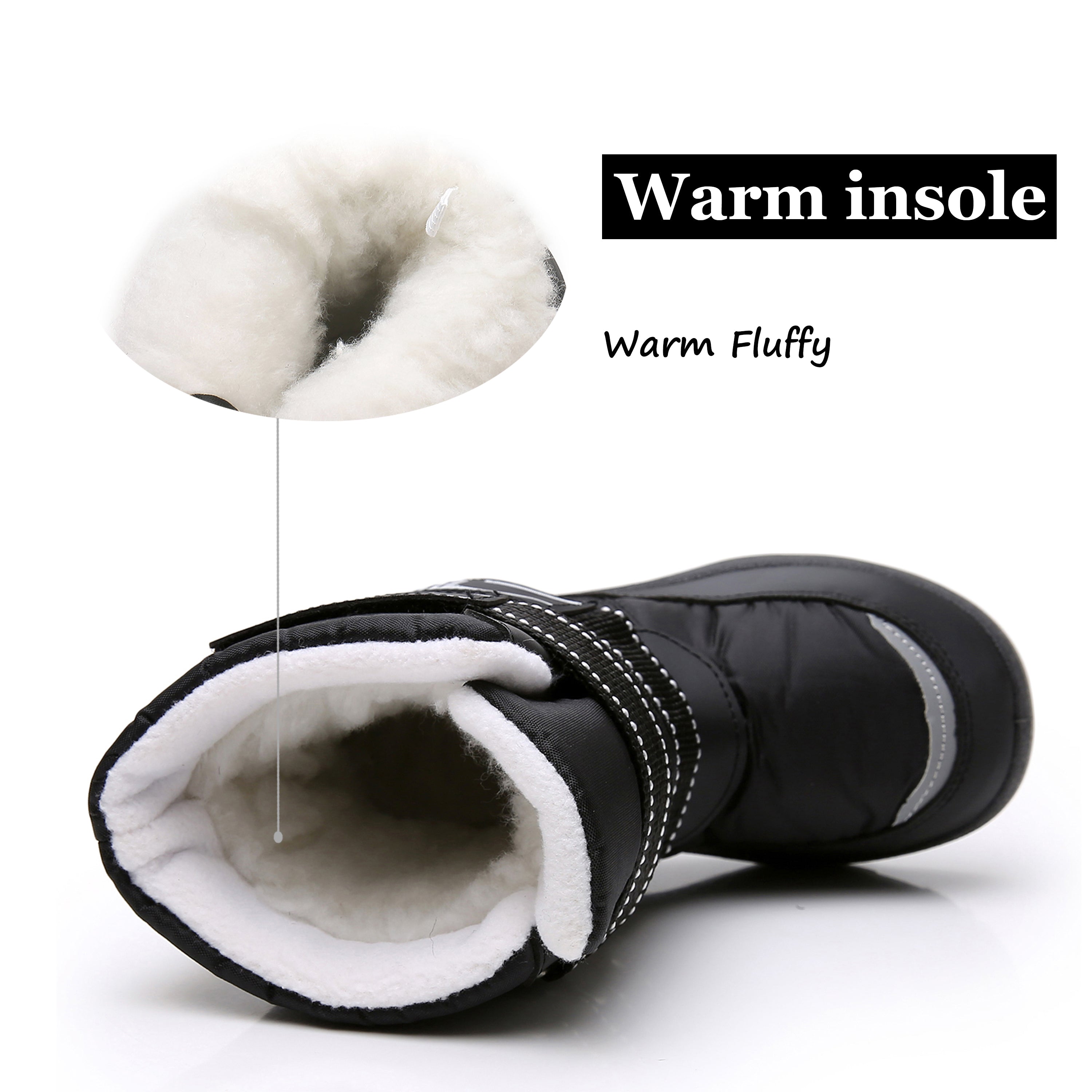 Apakowa Kids Boys Snow Boots Winter Waterproof Slip Resistant Cold Weather Boots (Toddler/Little Kid/Big Kid)-HDL018-Black