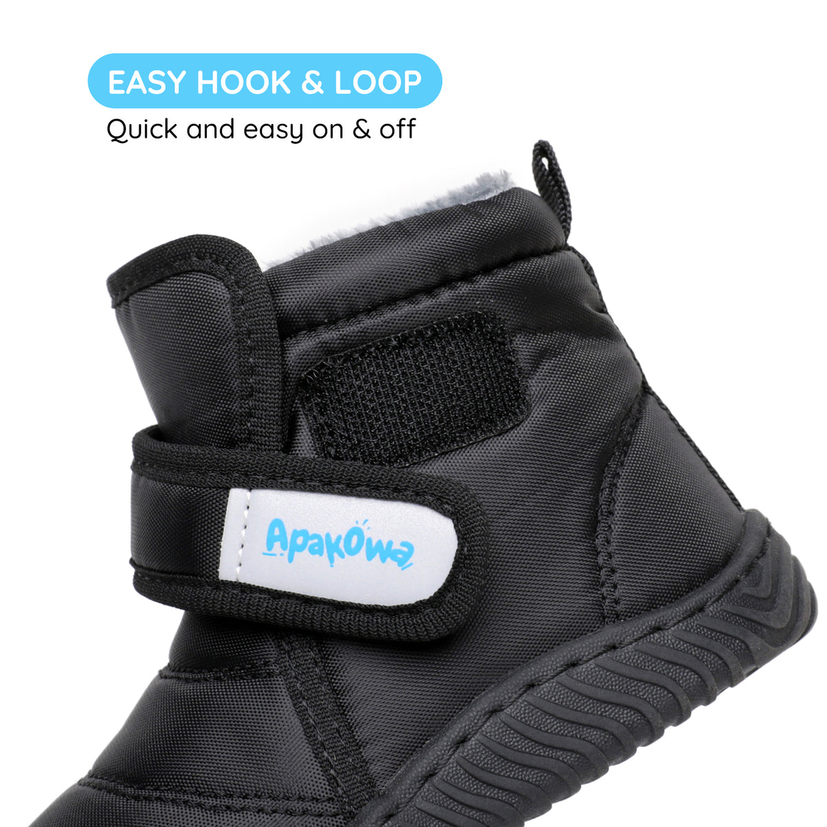 Apakowa Baby Toddler Boys Girls Warm Winter Snow Boots Water-Resistant-DY831-Black