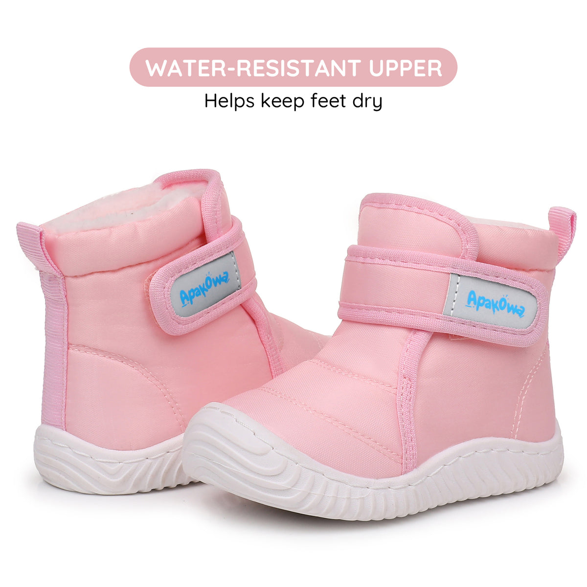 Apakowa Baby Toddler Boys Girls Warm Winter Snow Boots Water-Resistant-DY831-Pink