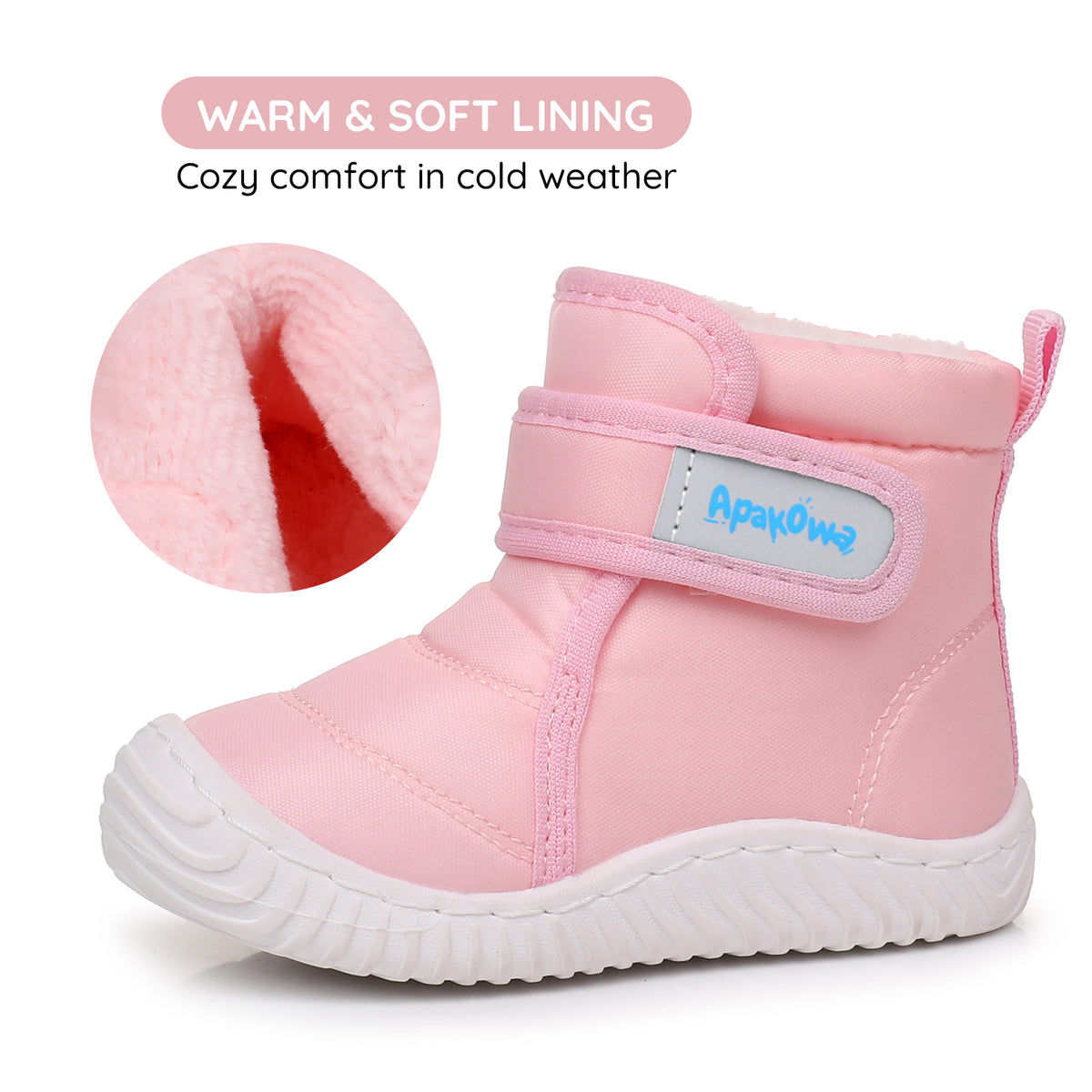 Apakowa Baby Toddler Boys Girls Warm Winter Snow Boots Water-Resistant-DY831-Pink