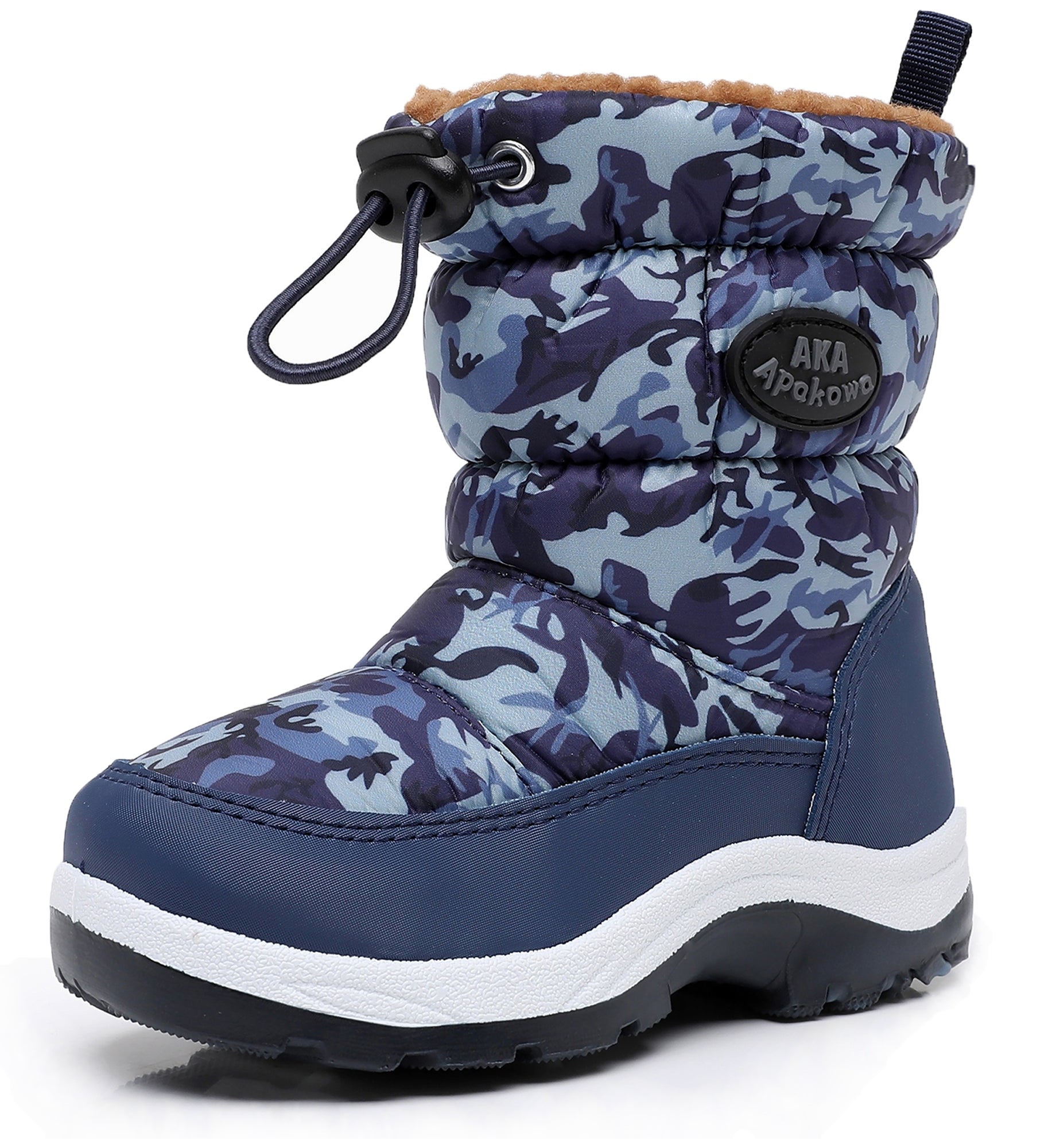 Apakowa Kids Boys Girls Snow Boots Side Zipper Water Resistant Warm Winter Boots (Toddler/Little Kid)-H0330-Blue