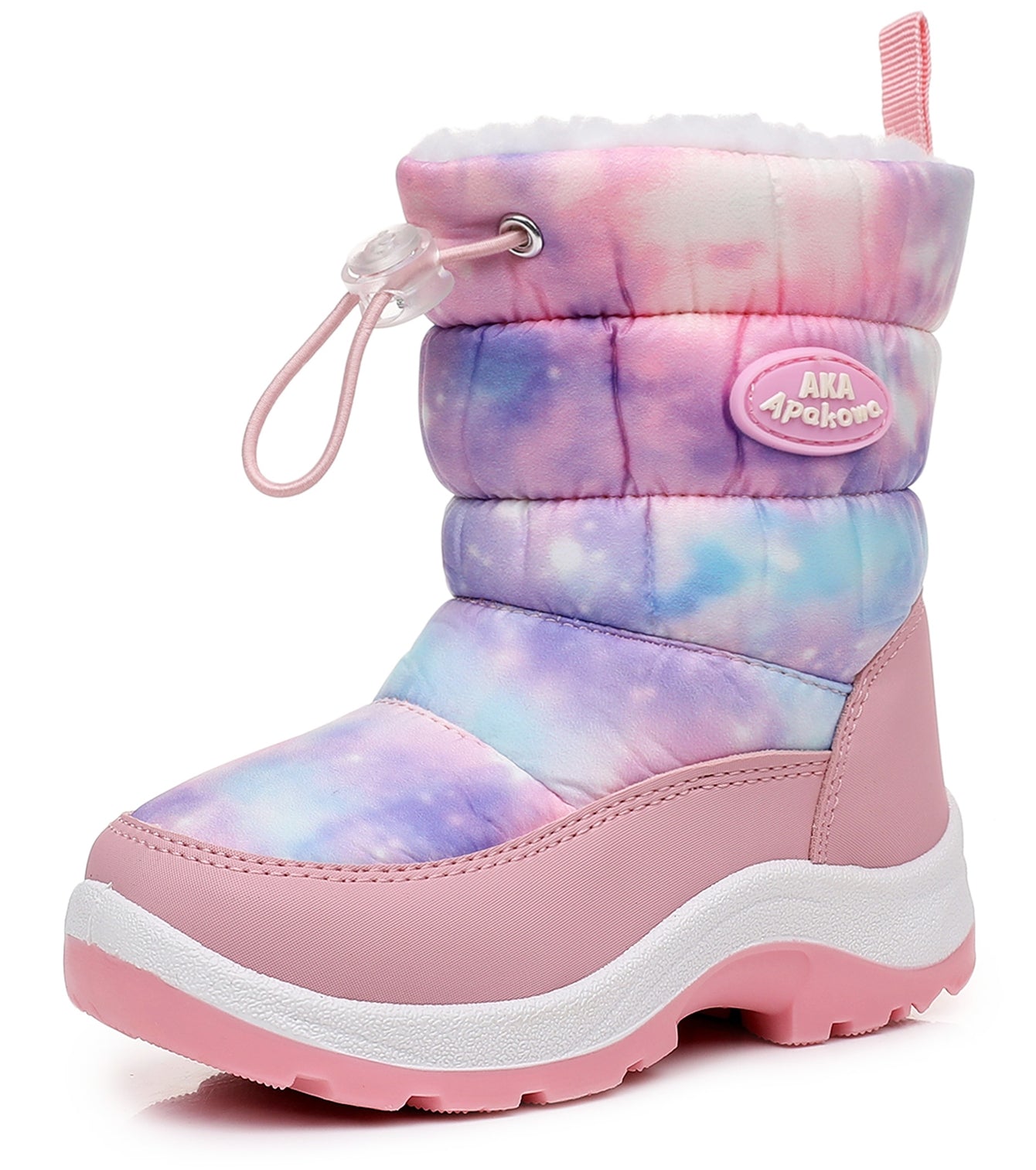 Apakowa Kids Boys Girls Snow Boots Side Zipper Water Resistant Warm Winter Boots (Toddler/Little Kid)-H0330-Multicolor