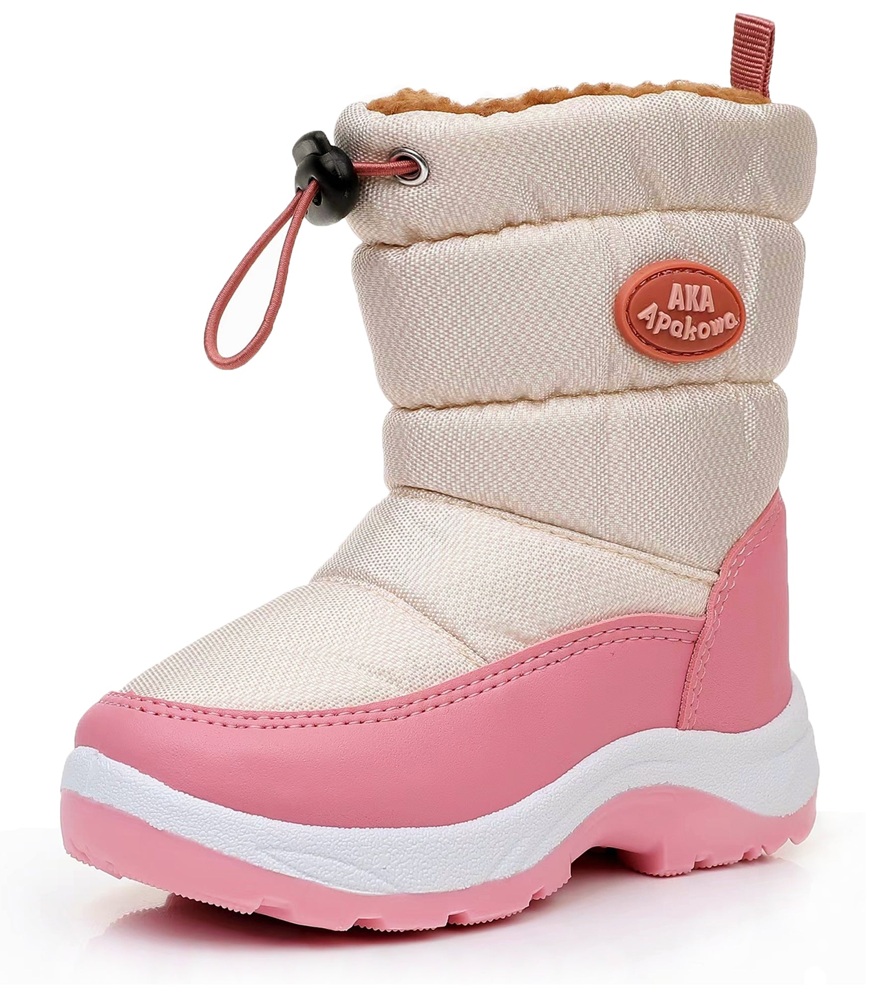 Apakowa Kids Boys Girls Snow Boots Side Zipper Water Resistant Warm Winter Boots (Toddler/Little Kid)-H0330-Pink