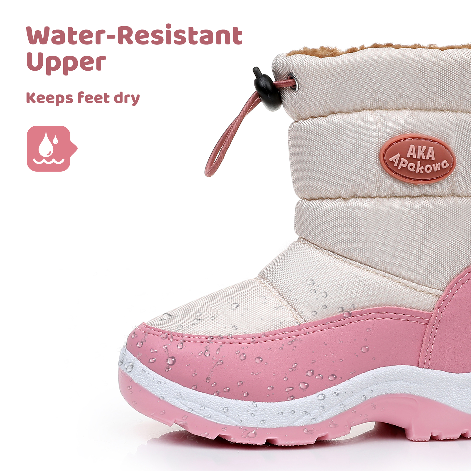 Apakowa Kids Boys Girls Snow Boots Side Zipper Water Resistant Warm Winter Boots (Toddler/Little Kid)-H0330-Pink