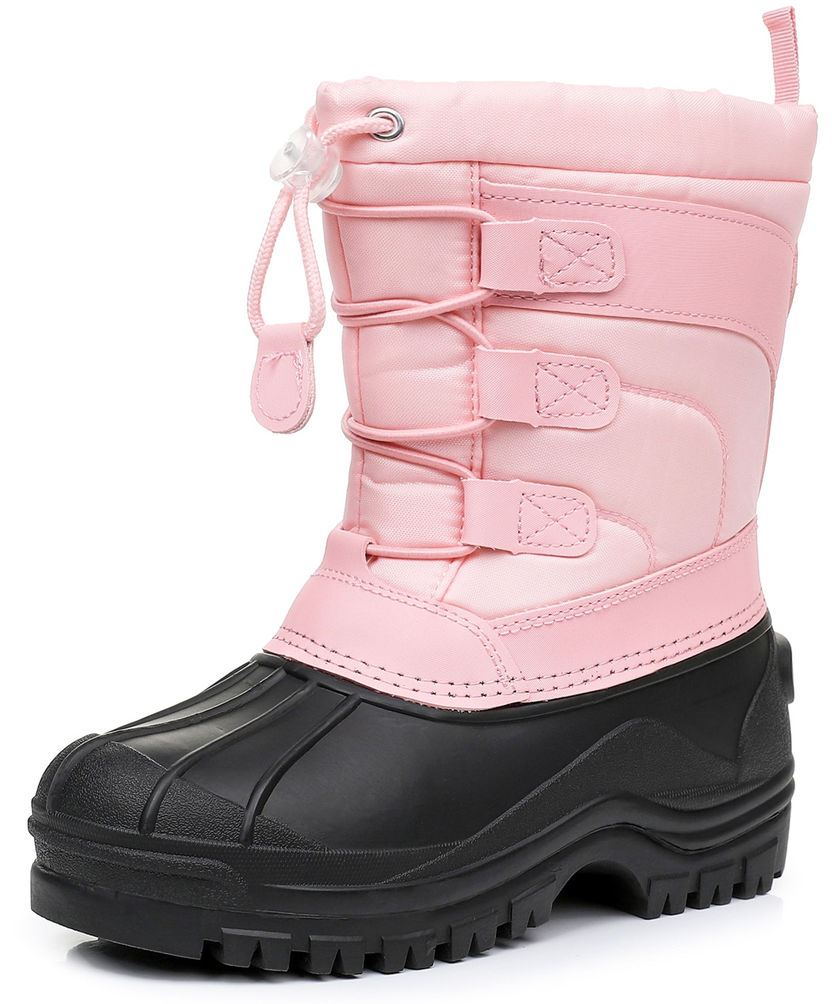 Apakowa Kids Boys Girls Winter Snow Boots Waterproof Outdoor Insulated Snow Boots (Little Kid/Big Kid)-H3307-Pink