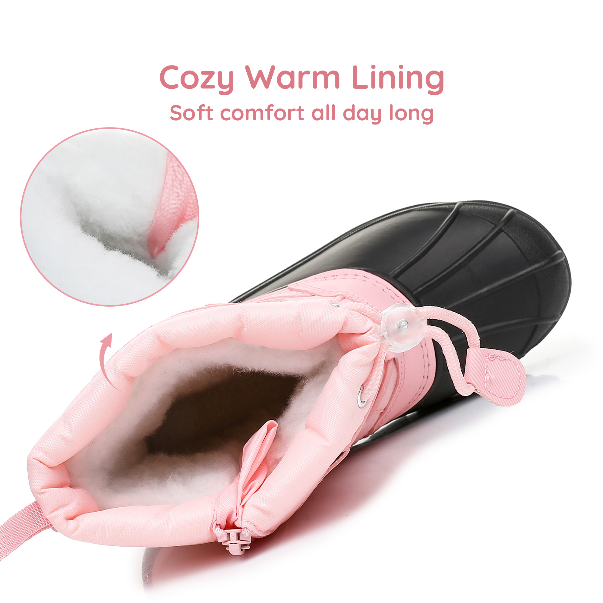 Apakowa Kids Boys Girls Winter Snow Boots Waterproof Outdoor Insulated Snow Boots (Little Kid/Big Kid)-H3307-Pink