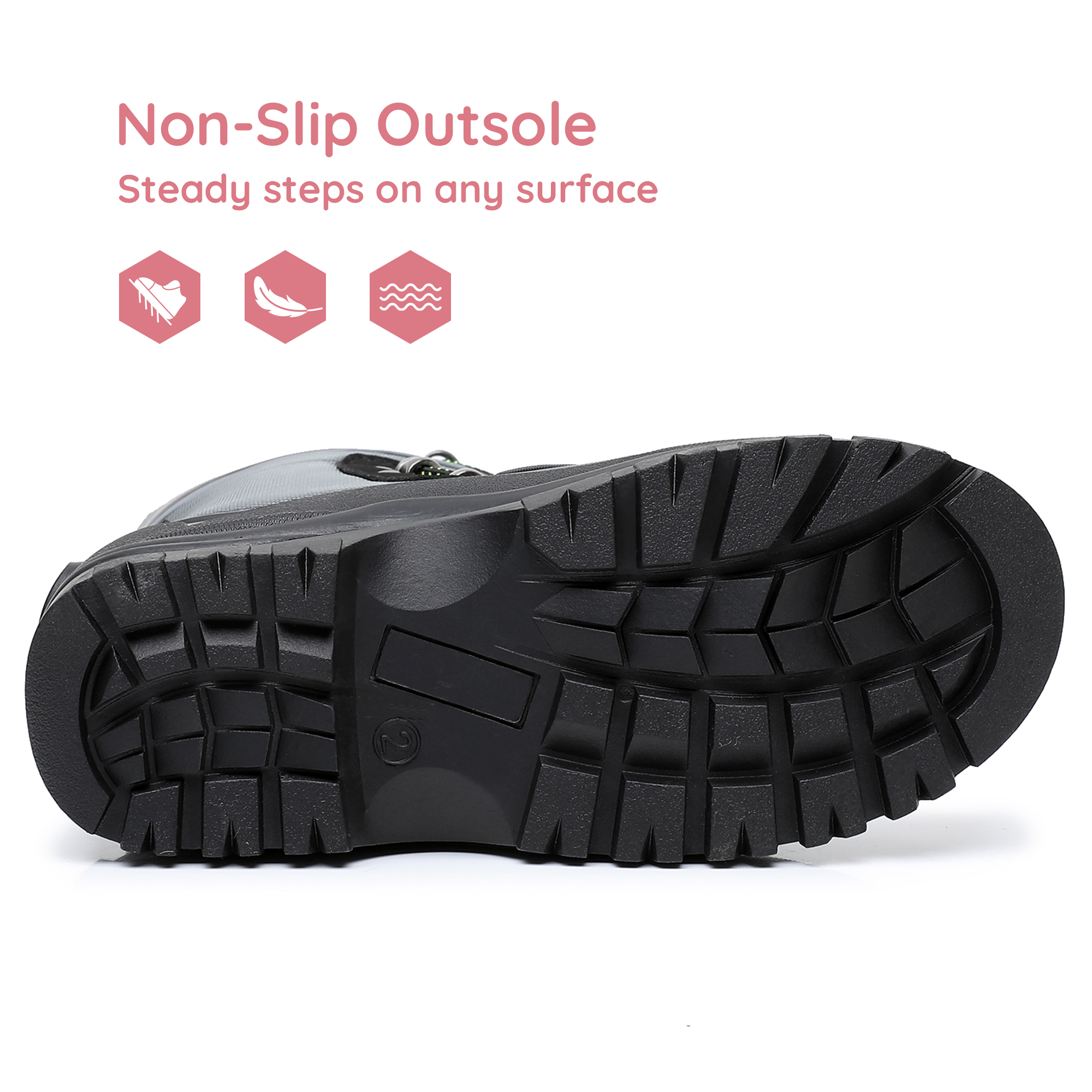 Apakowa Kids Boys Girls Winter Snow Boots Waterproof Outdoor Insulated Snow Boots (Little Kid/Big Kid)-H3307-Pink