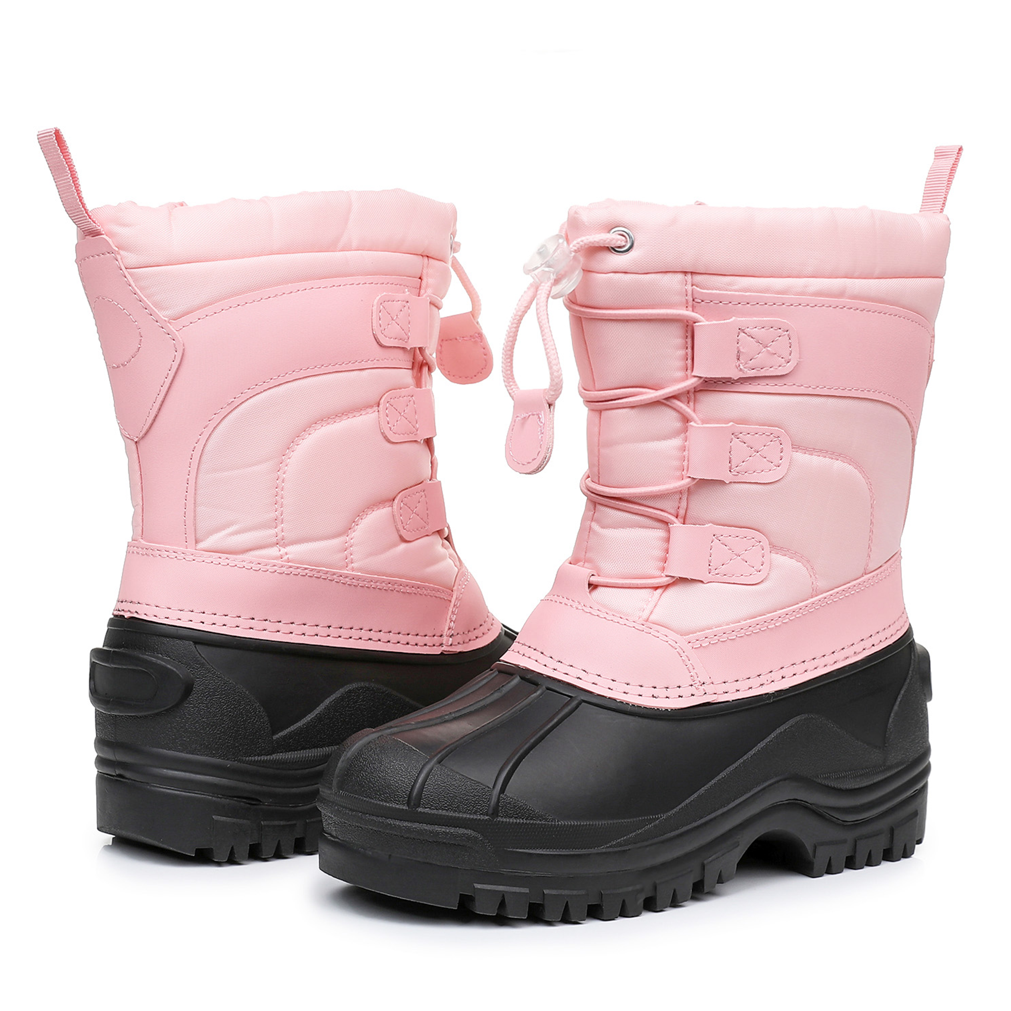 Apakowa Kids Boys Girls Winter Snow Boots Waterproof Outdoor Insulated Snow Boots (Little Kid/Big Kid)-H3307-Pink
