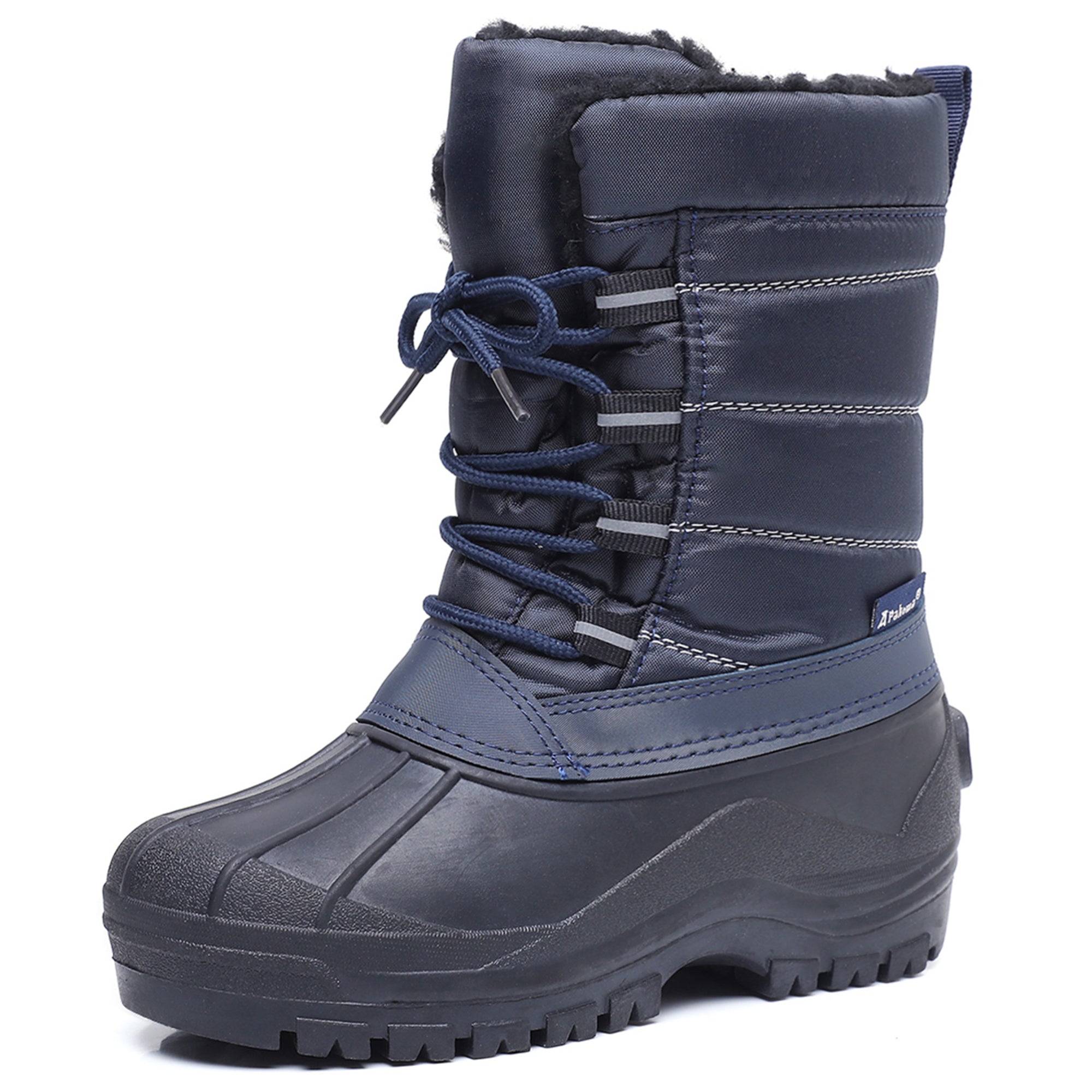Apakowa Kids Boys Girls Winter Snow Boots Waterproof Outdoor Insulated Snow Boots (Little Kid/Big Kid)-H8323-Navy
