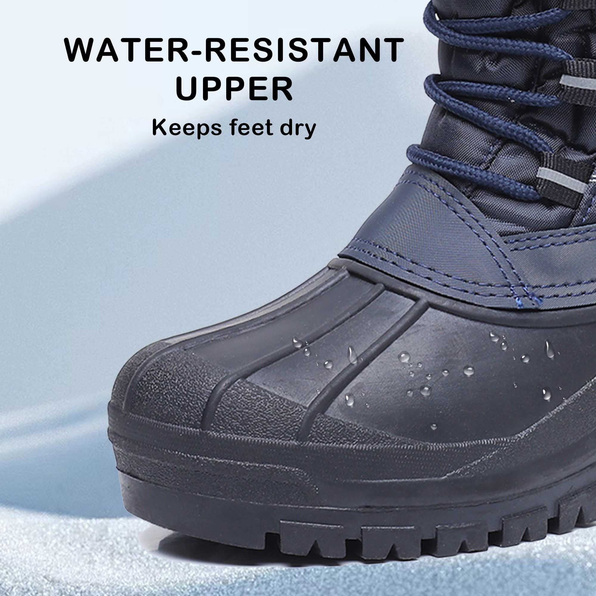 Apakowa Kids Boys Girls Winter Snow Boots Waterproof Outdoor Insulated Snow Boots (Little Kid/Big Kid)-H8323-Navy